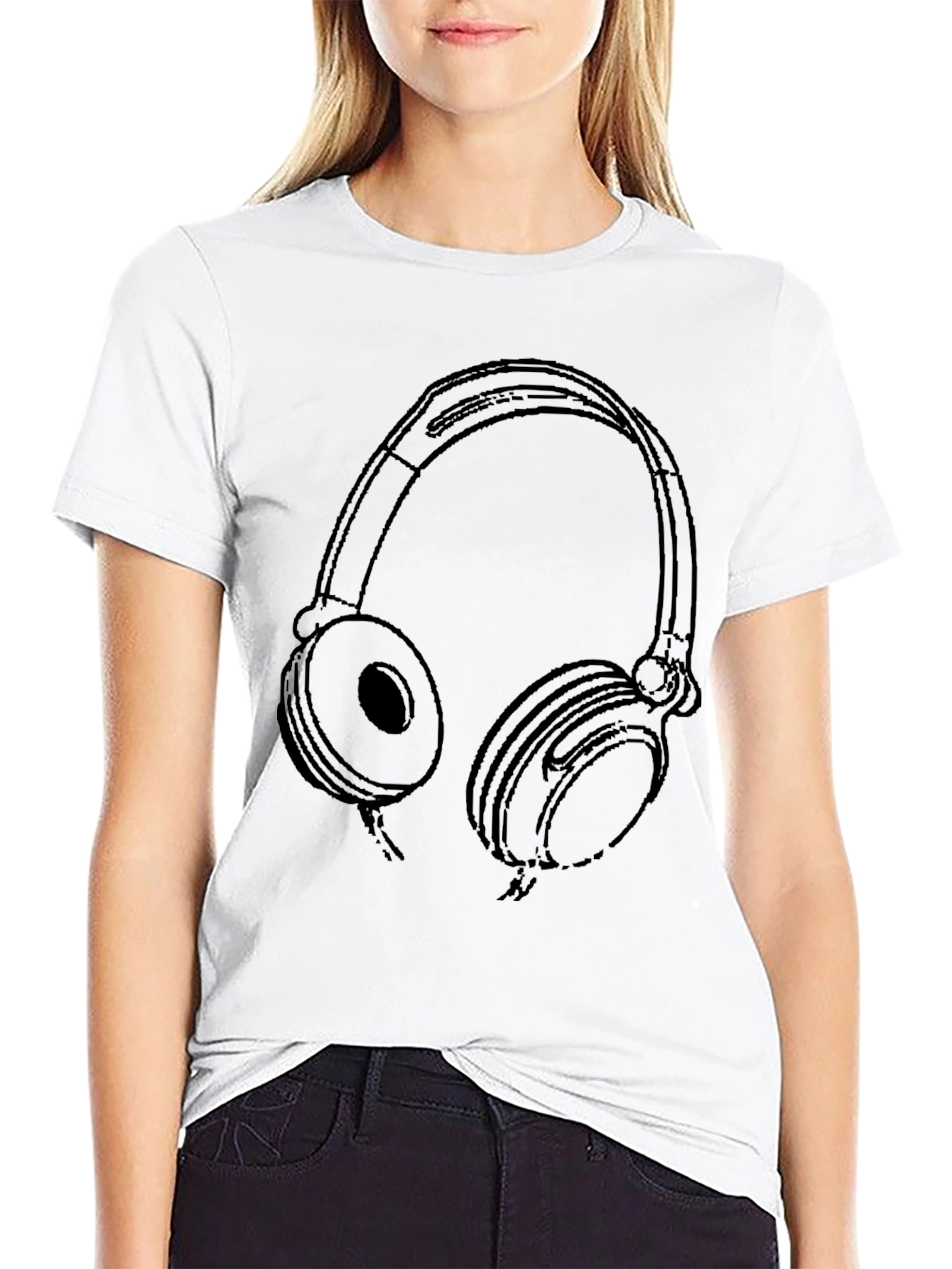 Cool Headphones Graphic Black T-Shirt