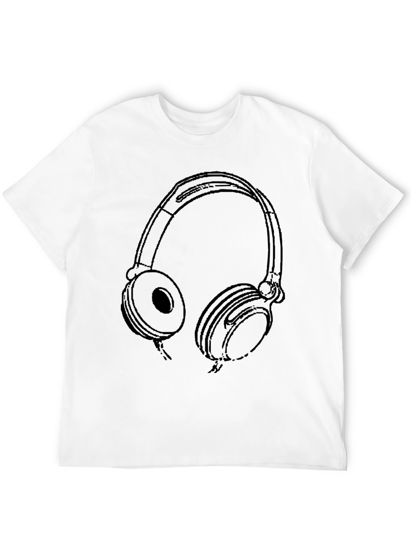 Cool Headphones Graphic Black T-Shirt