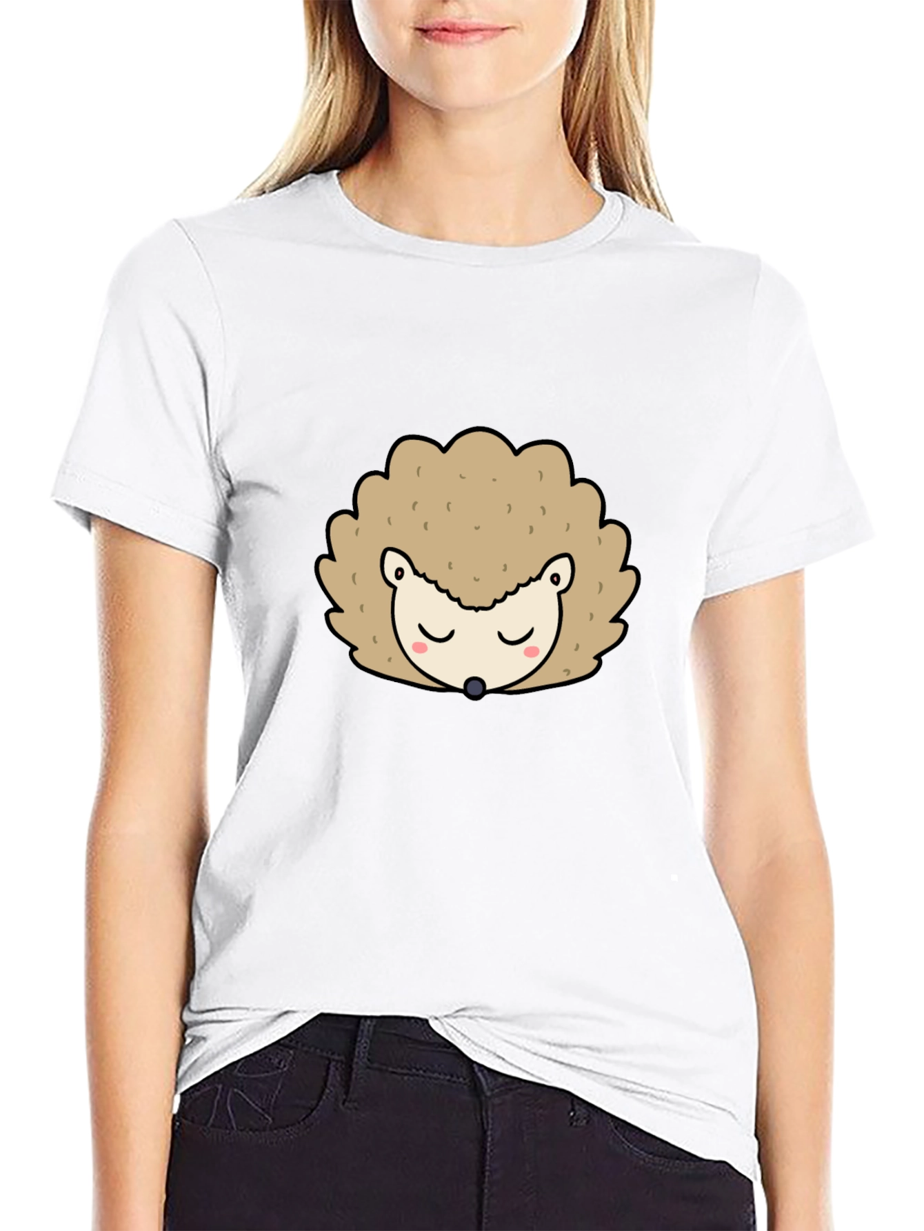 Cute Hedgehog Graphic Tee - Black Unisex T-Shirt
