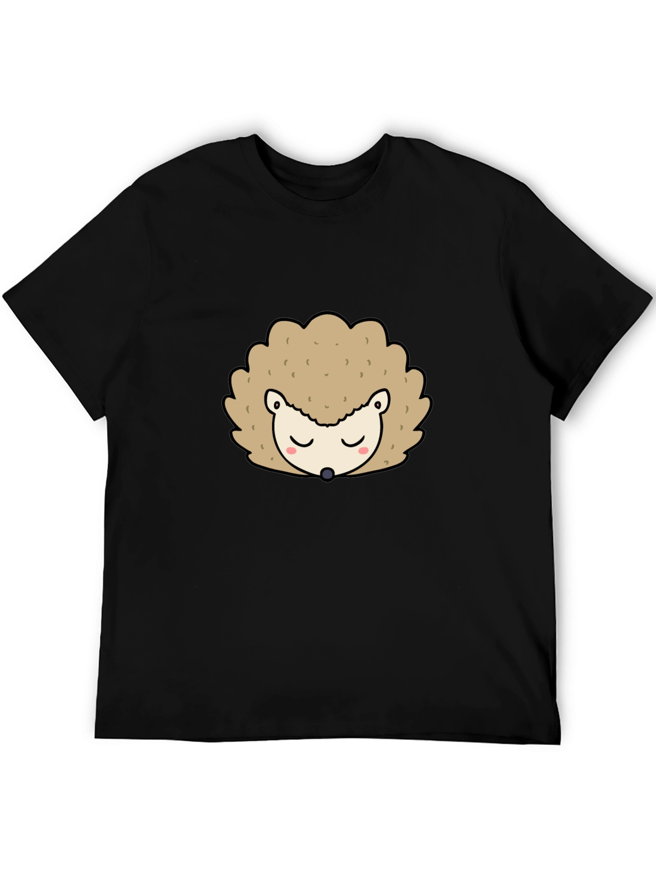 Cute Hedgehog Graphic Tee - Black Unisex T-Shirt