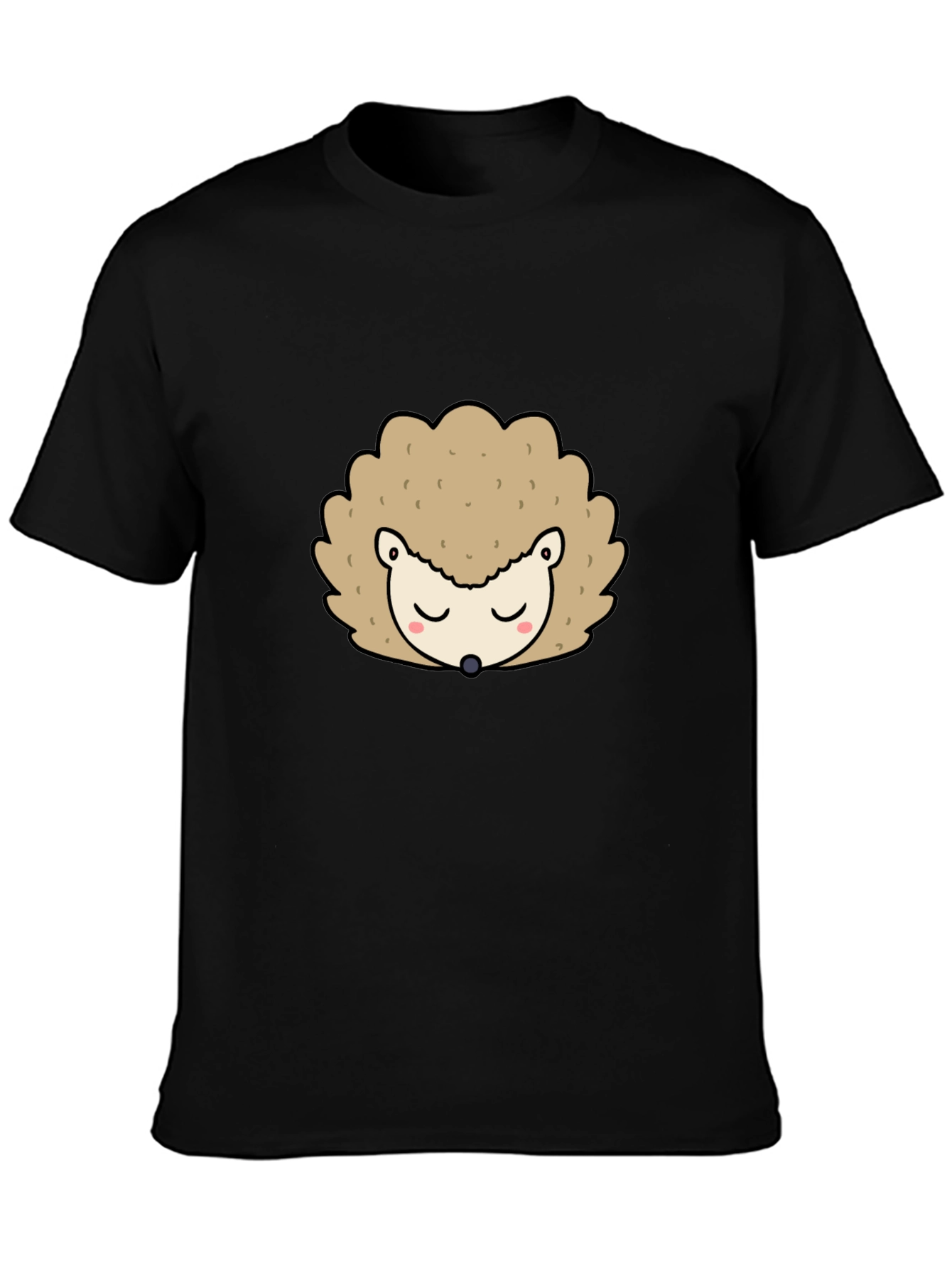Cute Hedgehog Graphic Tee - Black Unisex T-Shirt