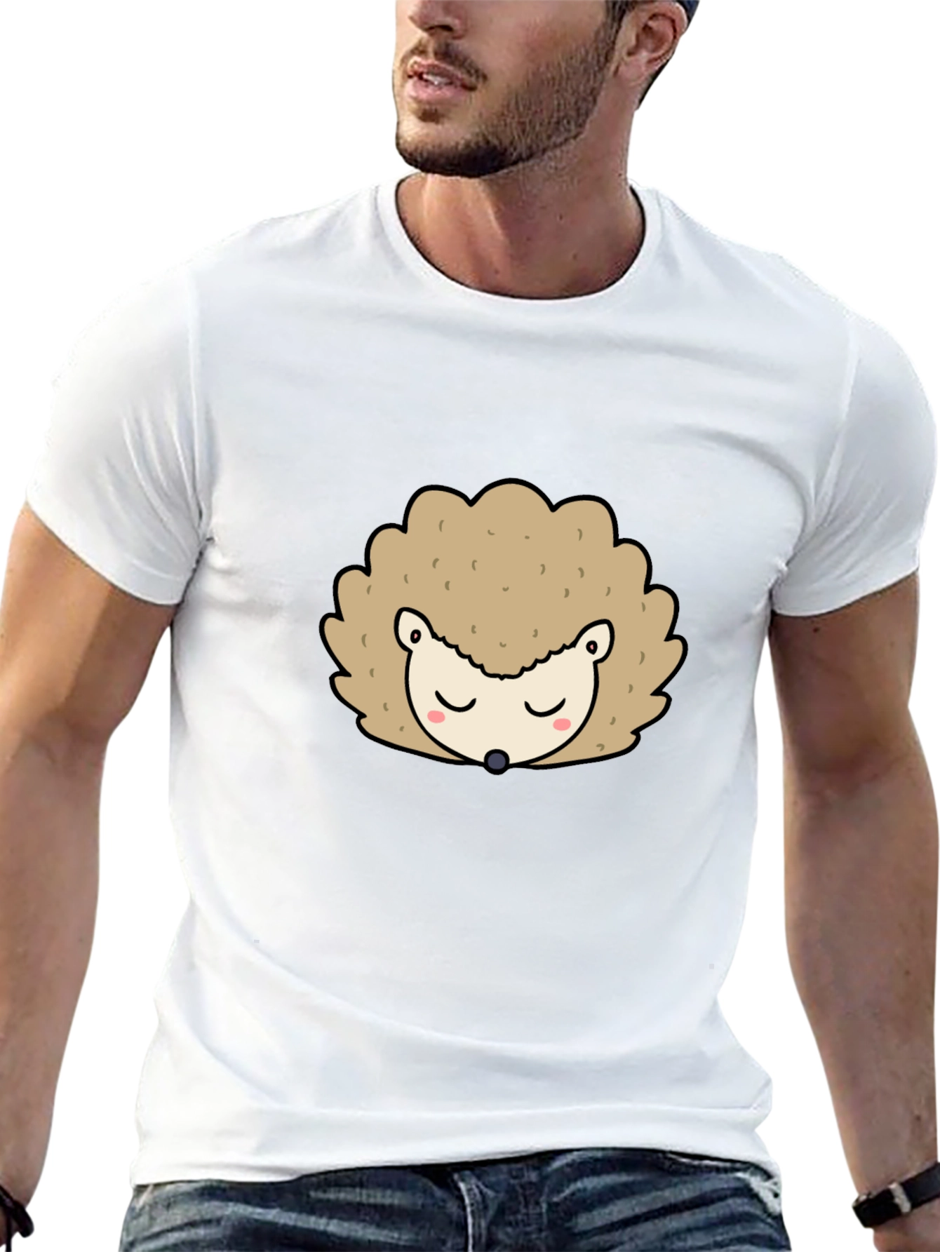 Cute Hedgehog Graphic Tee - Black Unisex T-Shirt