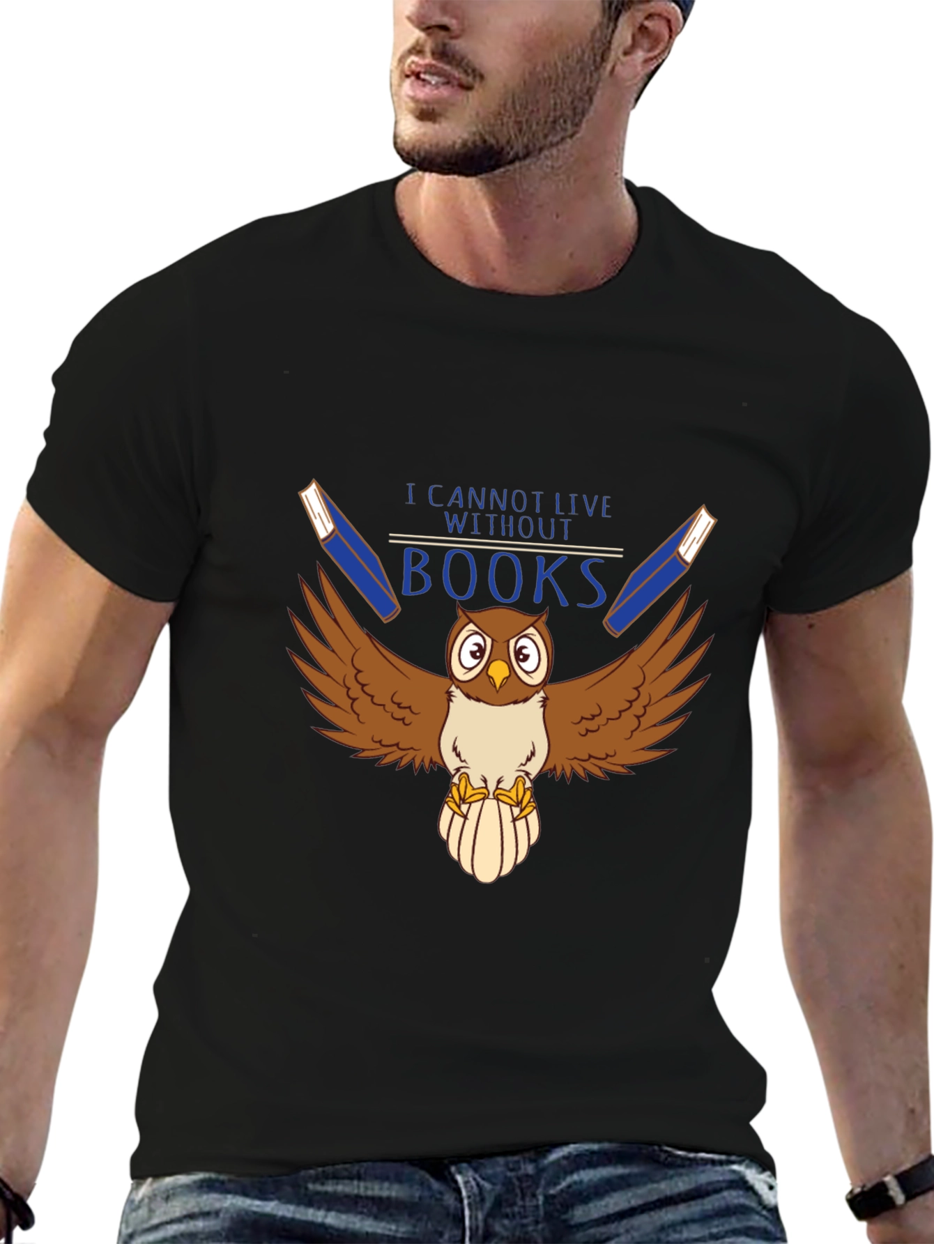 I Cannot Live Without Books Owl Graphic T-Shirt