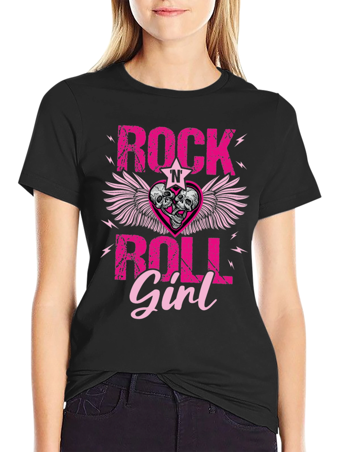 Rock N Roll Girl T-Shirt: Skull Winged Heart