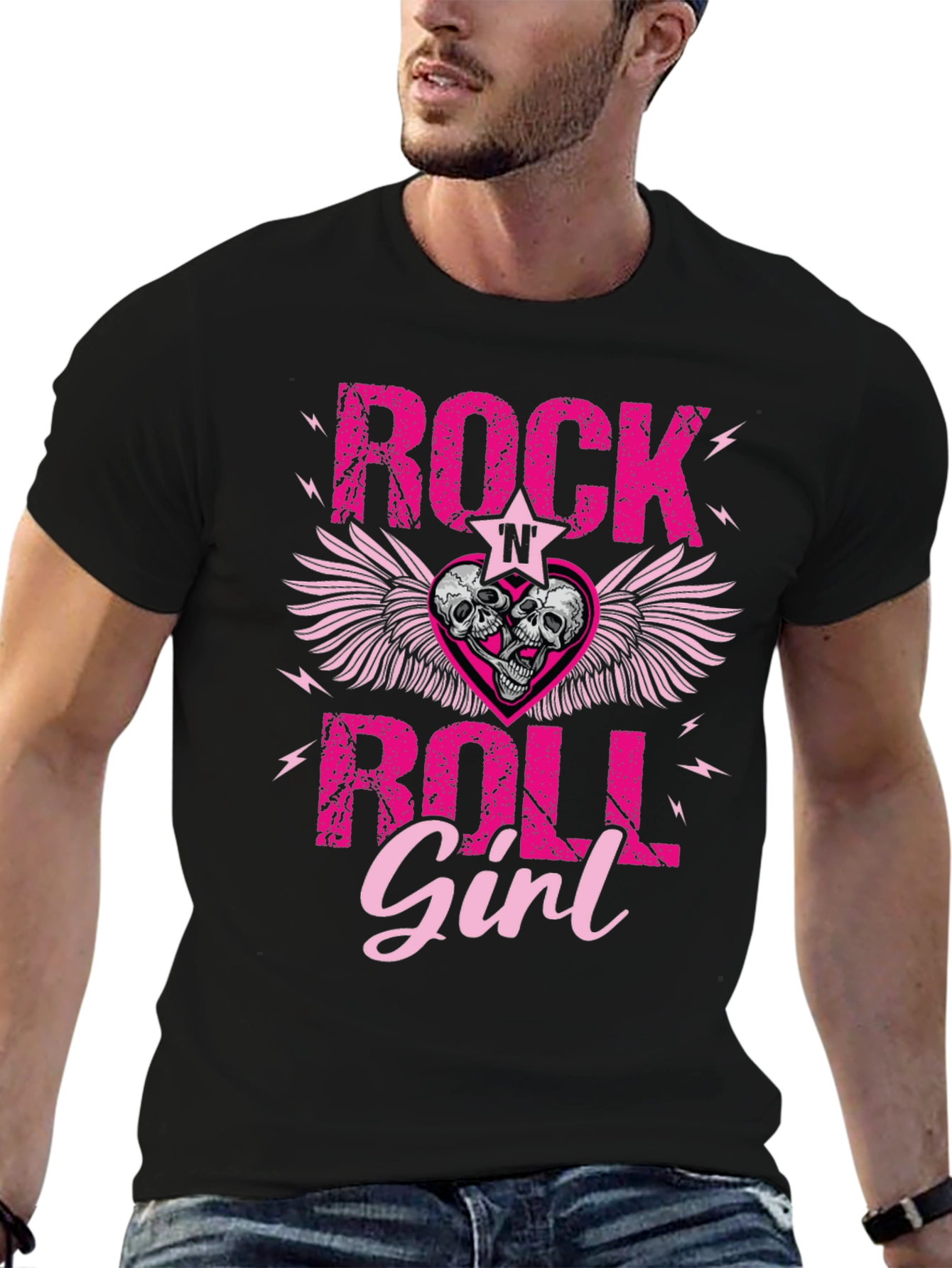 Rock N Roll Girl T-Shirt: Skull Winged Heart