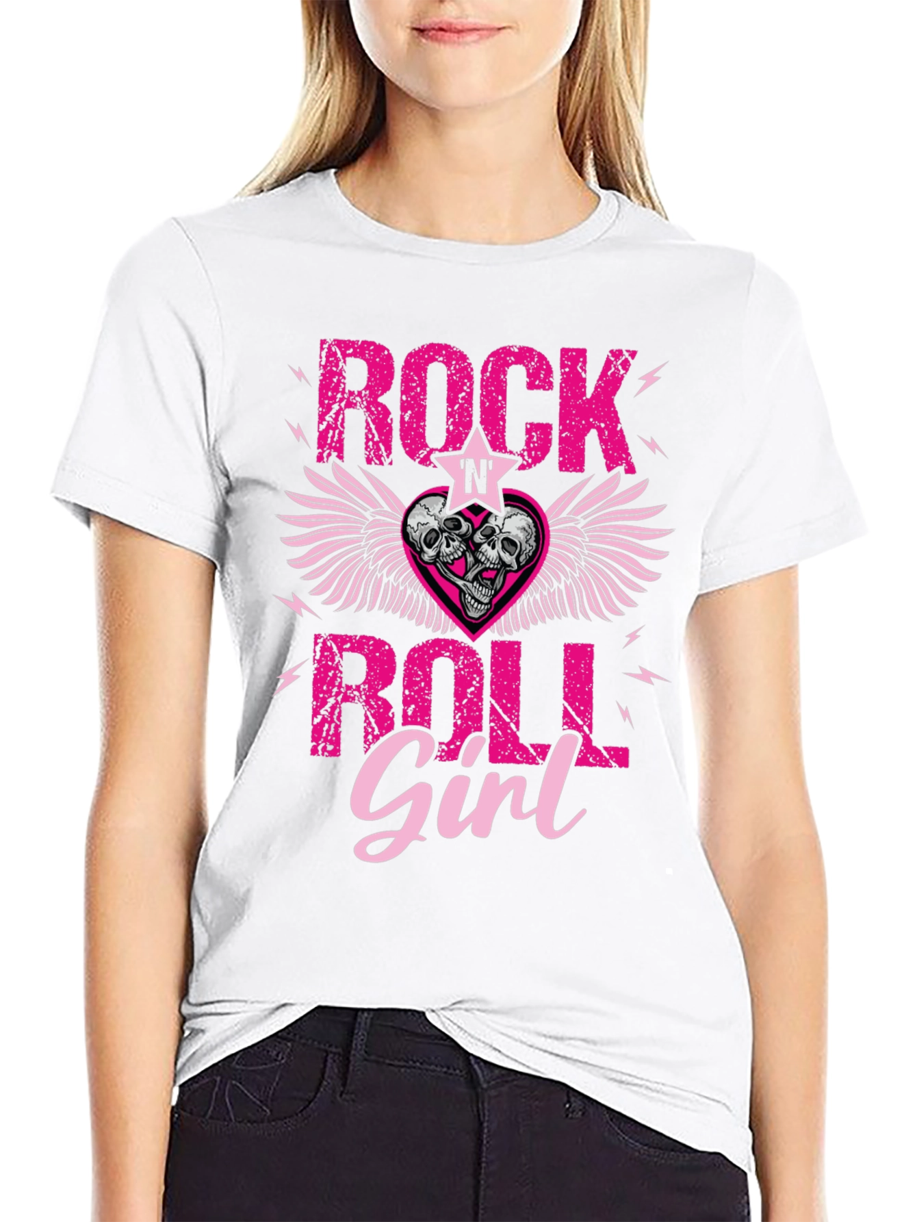 Rock N Roll Girl T-Shirt: Skull Winged Heart