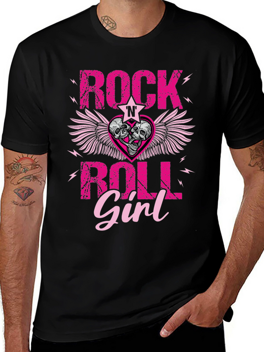 Rock N Roll Girl T-Shirt: Skull Winged Heart