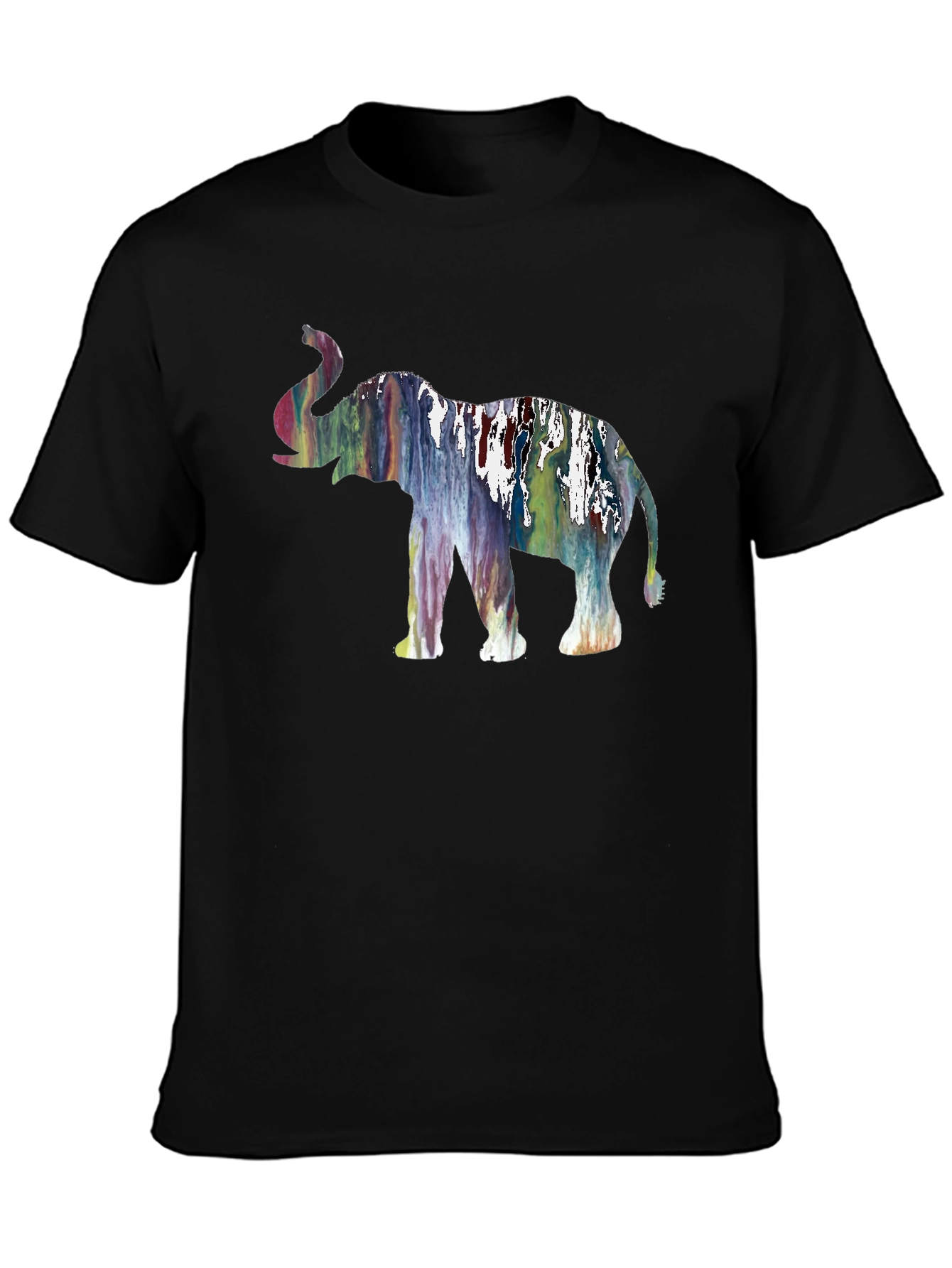 Abstract Elephant Graphic Black T-Shirt