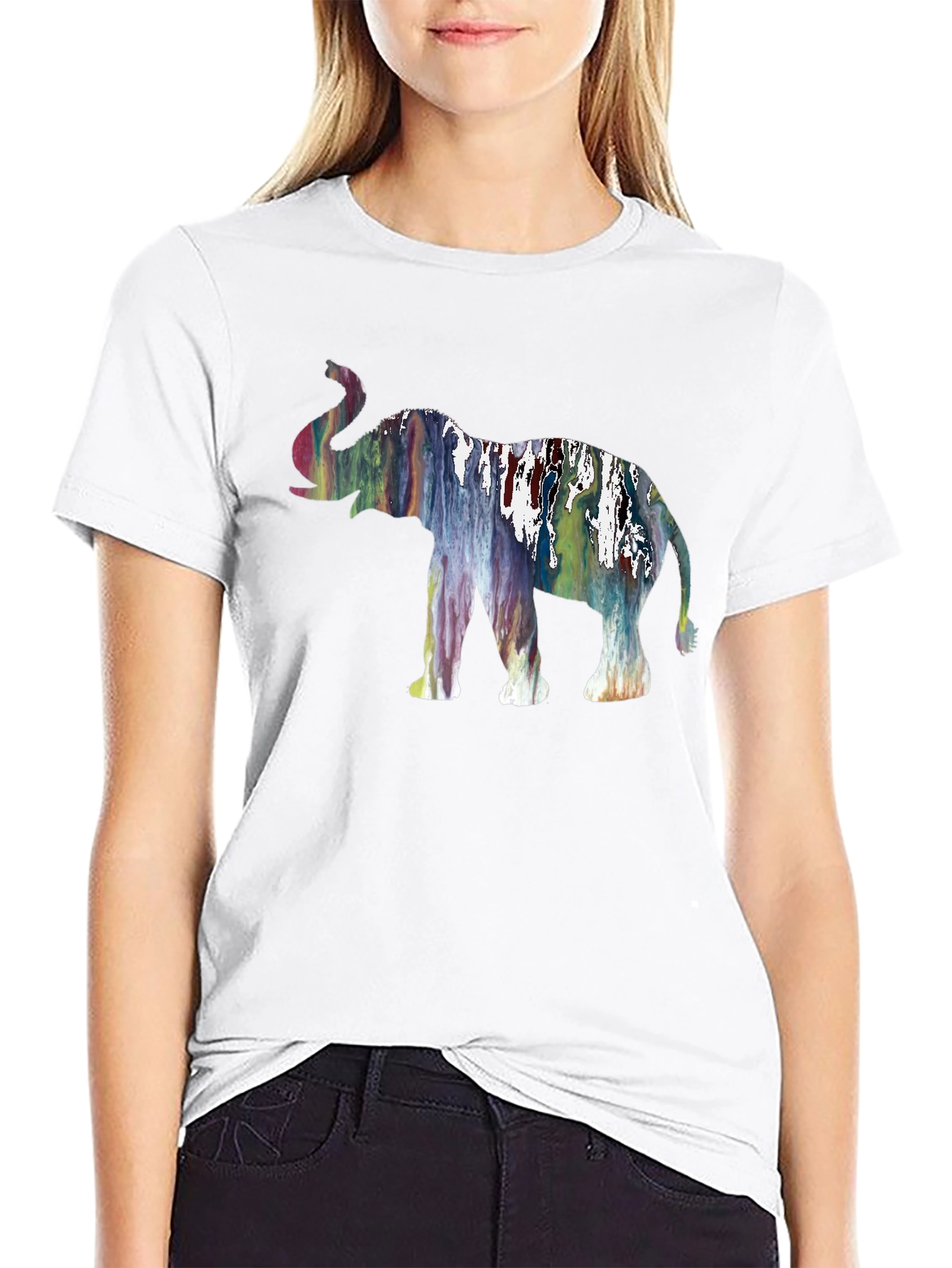 Abstract Elephant Graphic Black T-Shirt