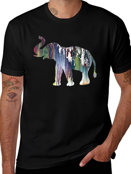 Abstract Elephant Graphic Black T-Shirt
