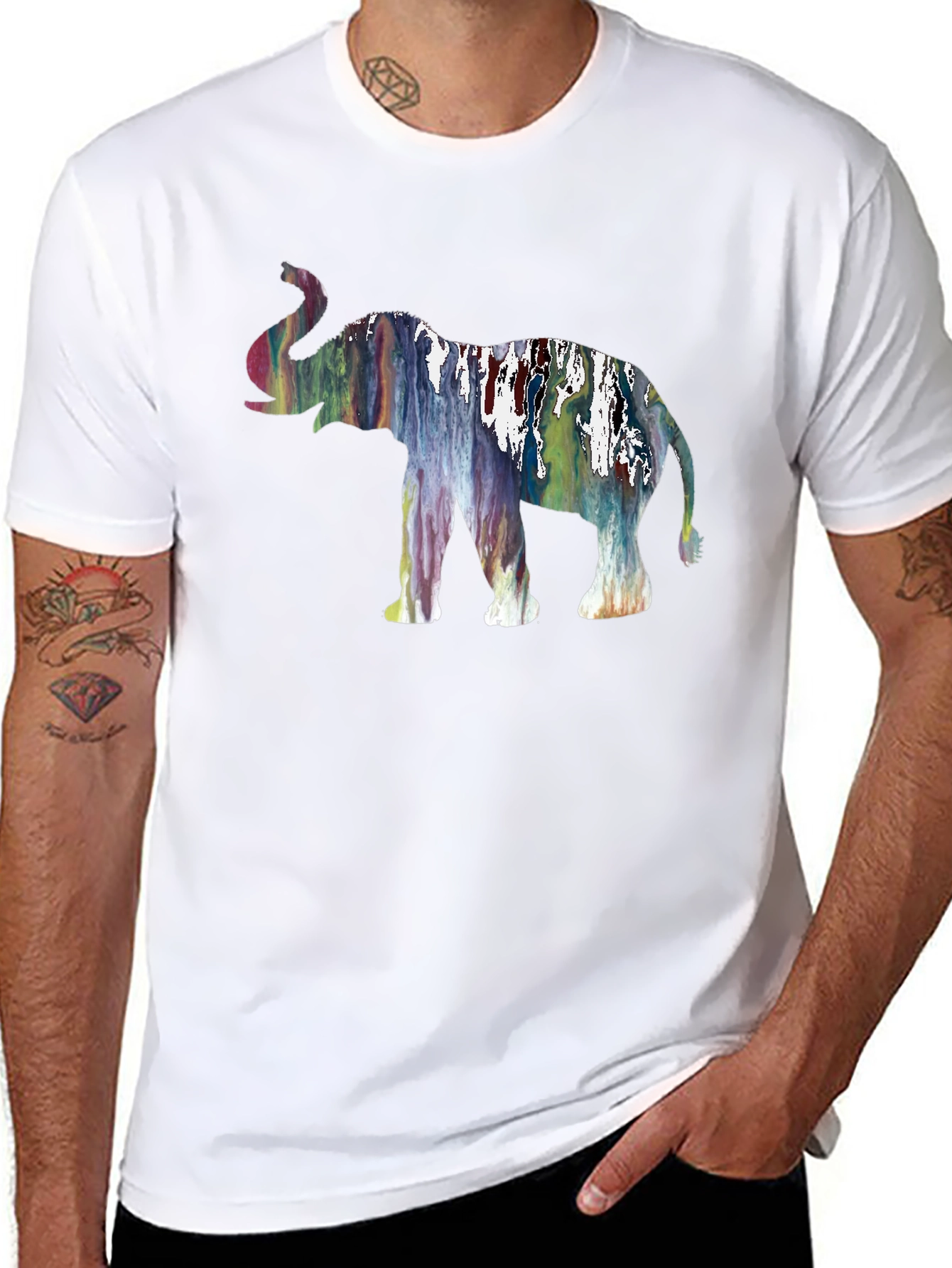 Abstract Elephant Graphic Black T-Shirt