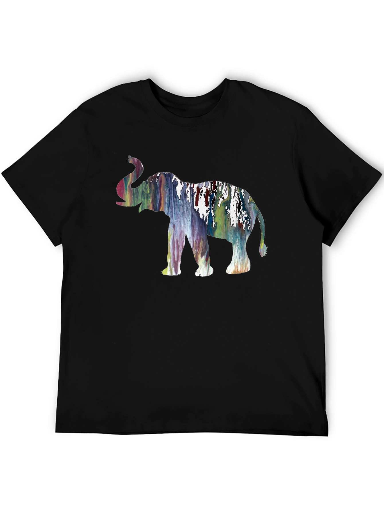 Abstract Elephant Graphic Black T-Shirt
