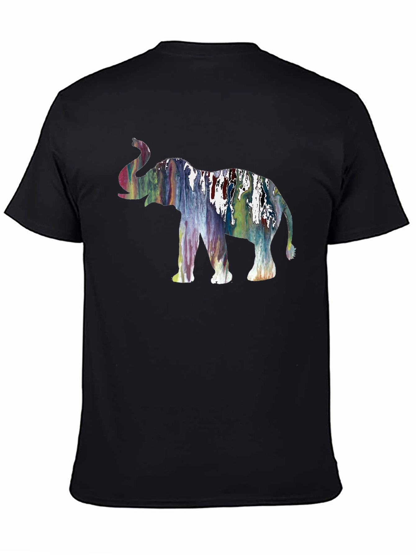 Abstract Elephant Graphic Black T-Shirt