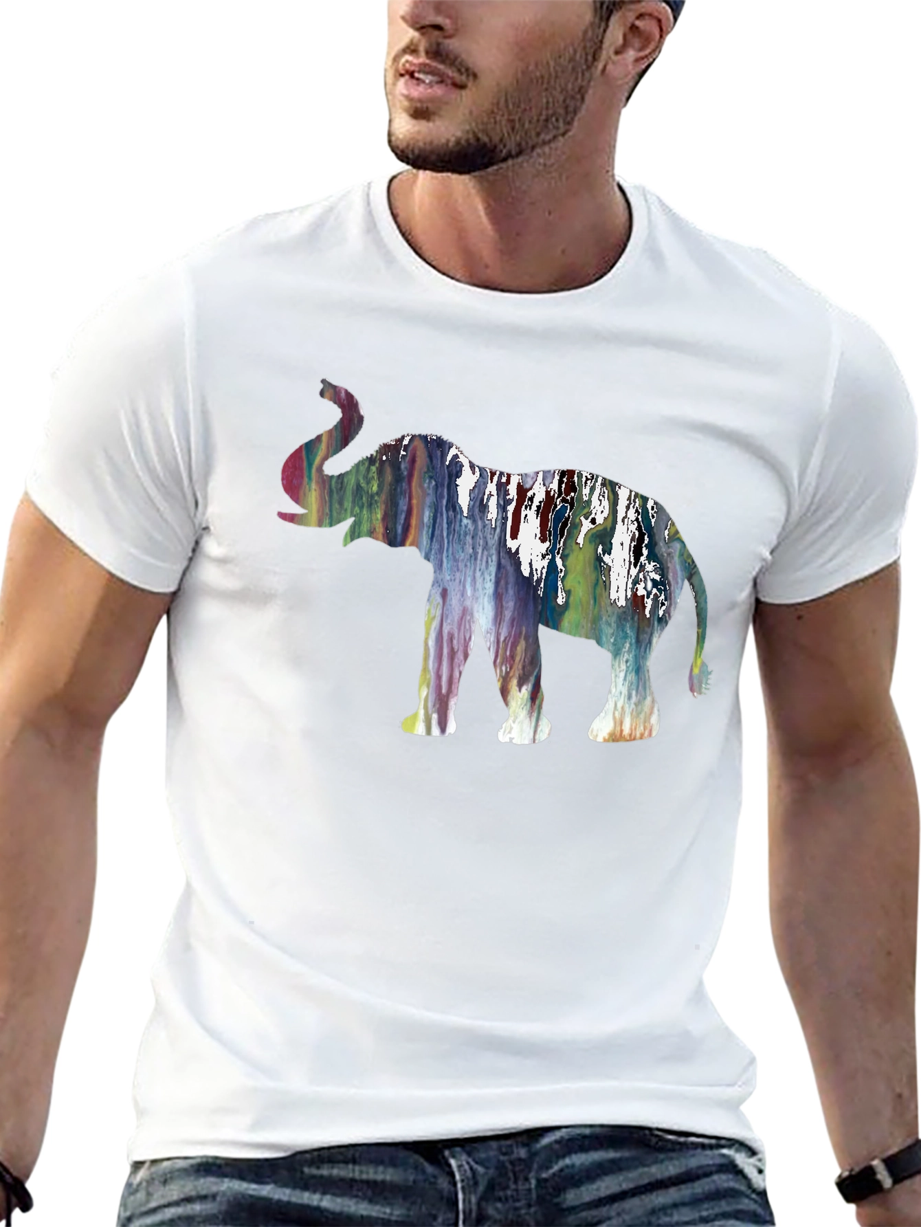 Abstract Elephant Graphic Black T-Shirt