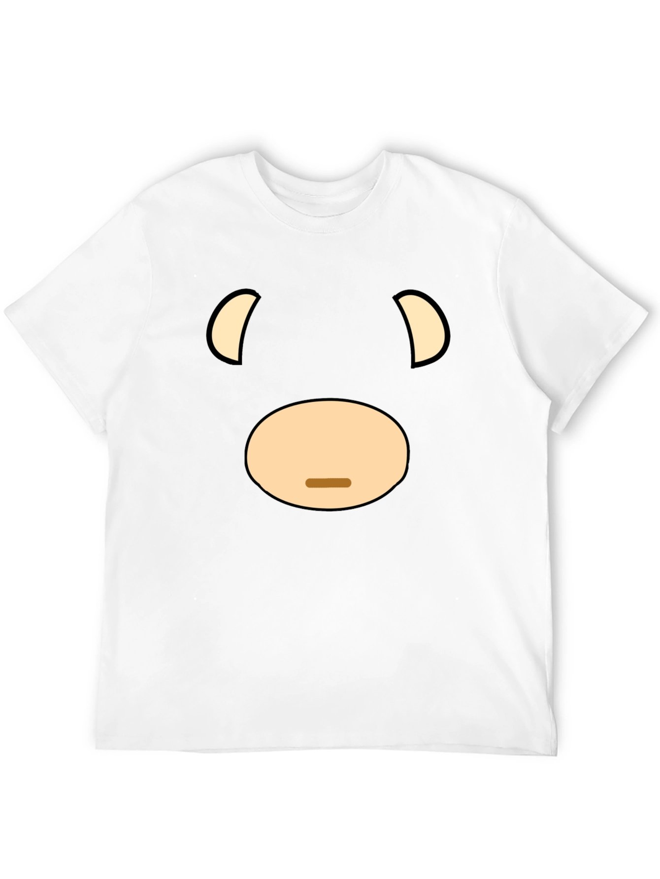 Funny Cartoon Bear Face Graphic Black T-Shirt