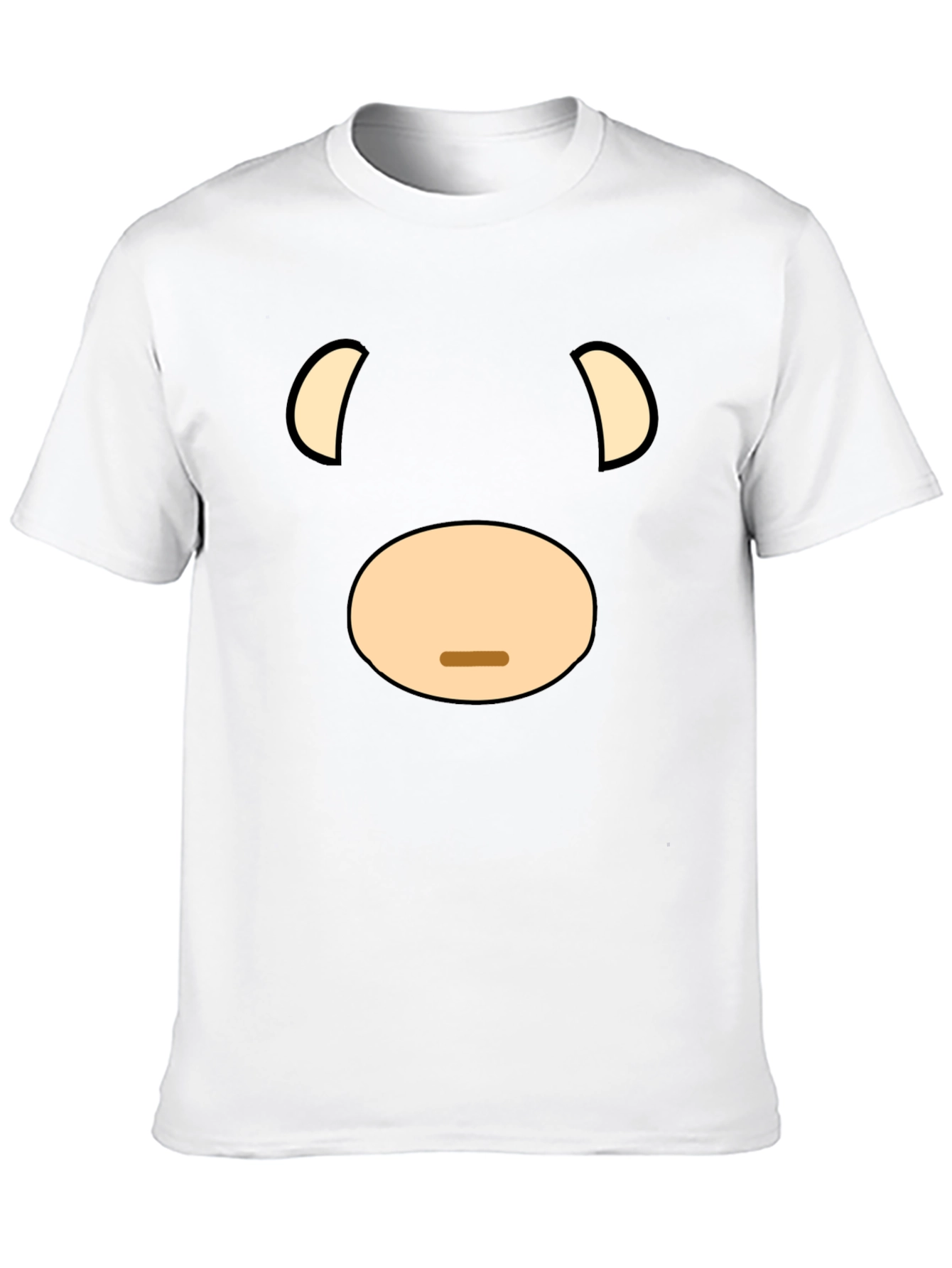 Funny Cartoon Bear Face Graphic Black T-Shirt