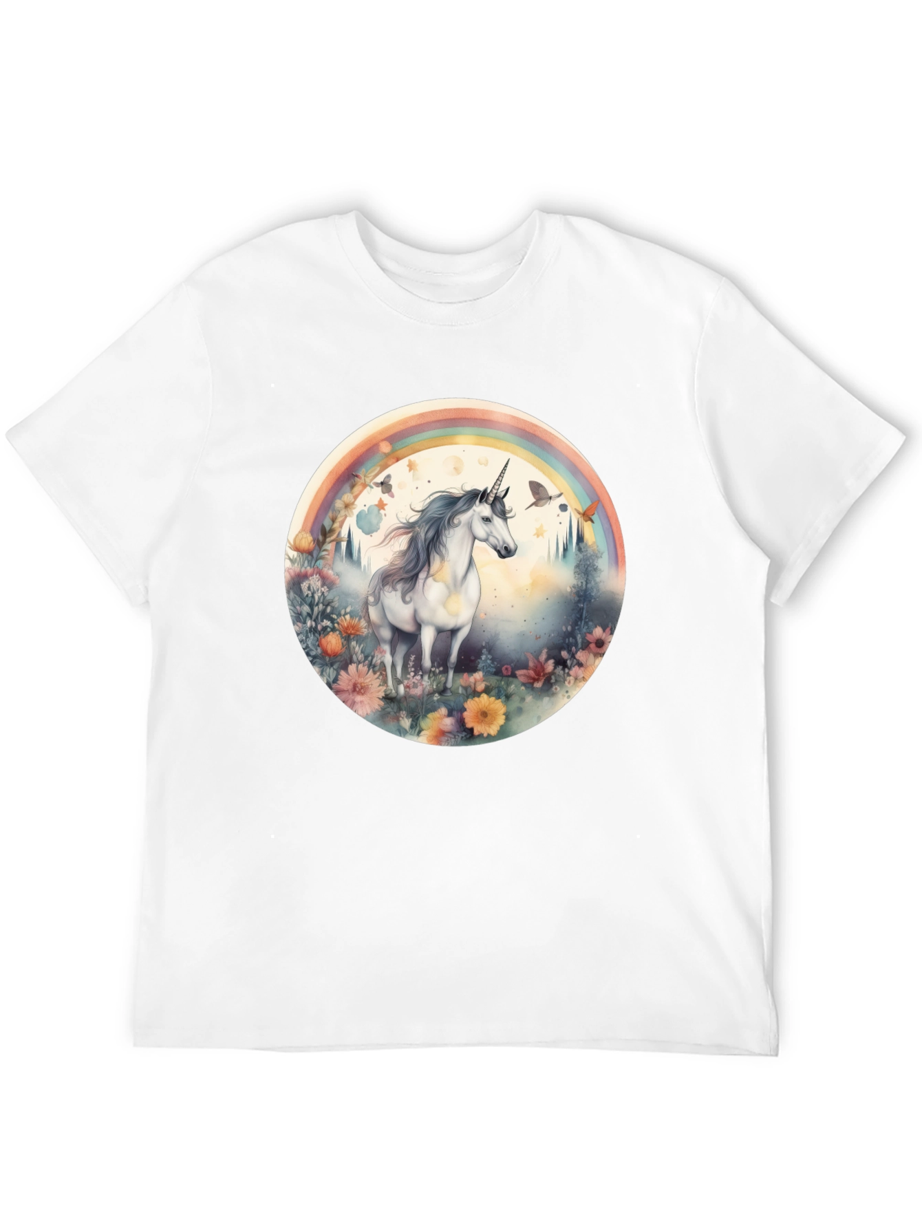 Unicorn Rainbow Graphic T-Shirt - Black
