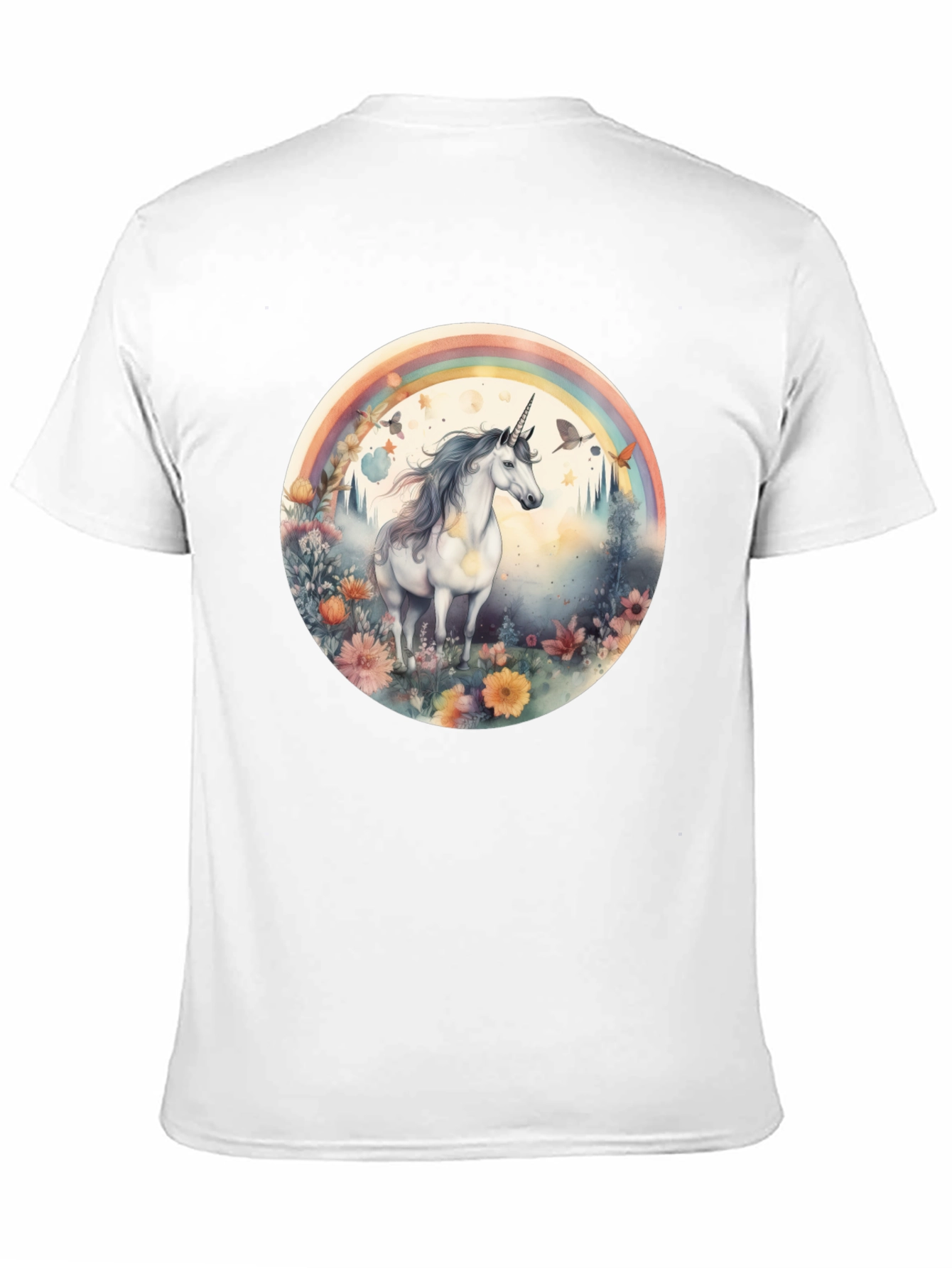 Unicorn Rainbow Graphic T-Shirt - Black
