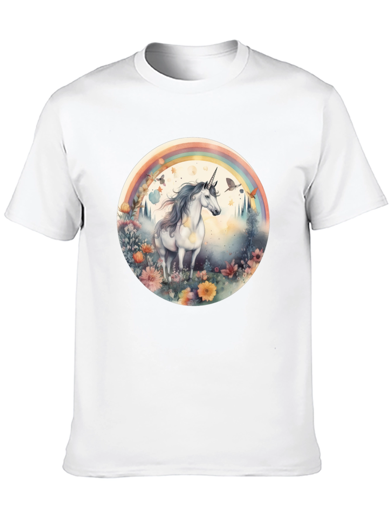 Unicorn Rainbow Graphic T-Shirt - Black