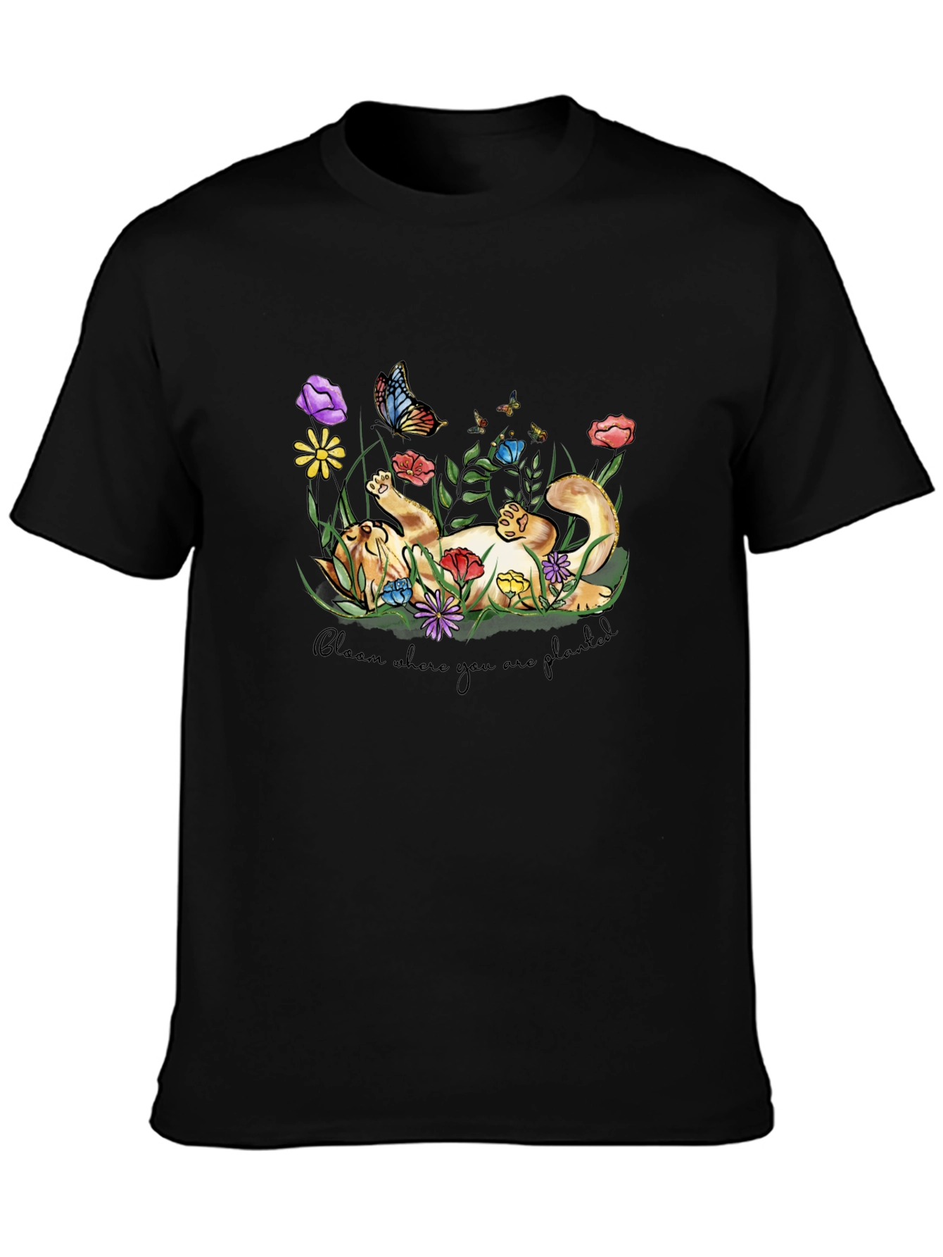 Bloom Where You Are Planted Cat T-Shirt
