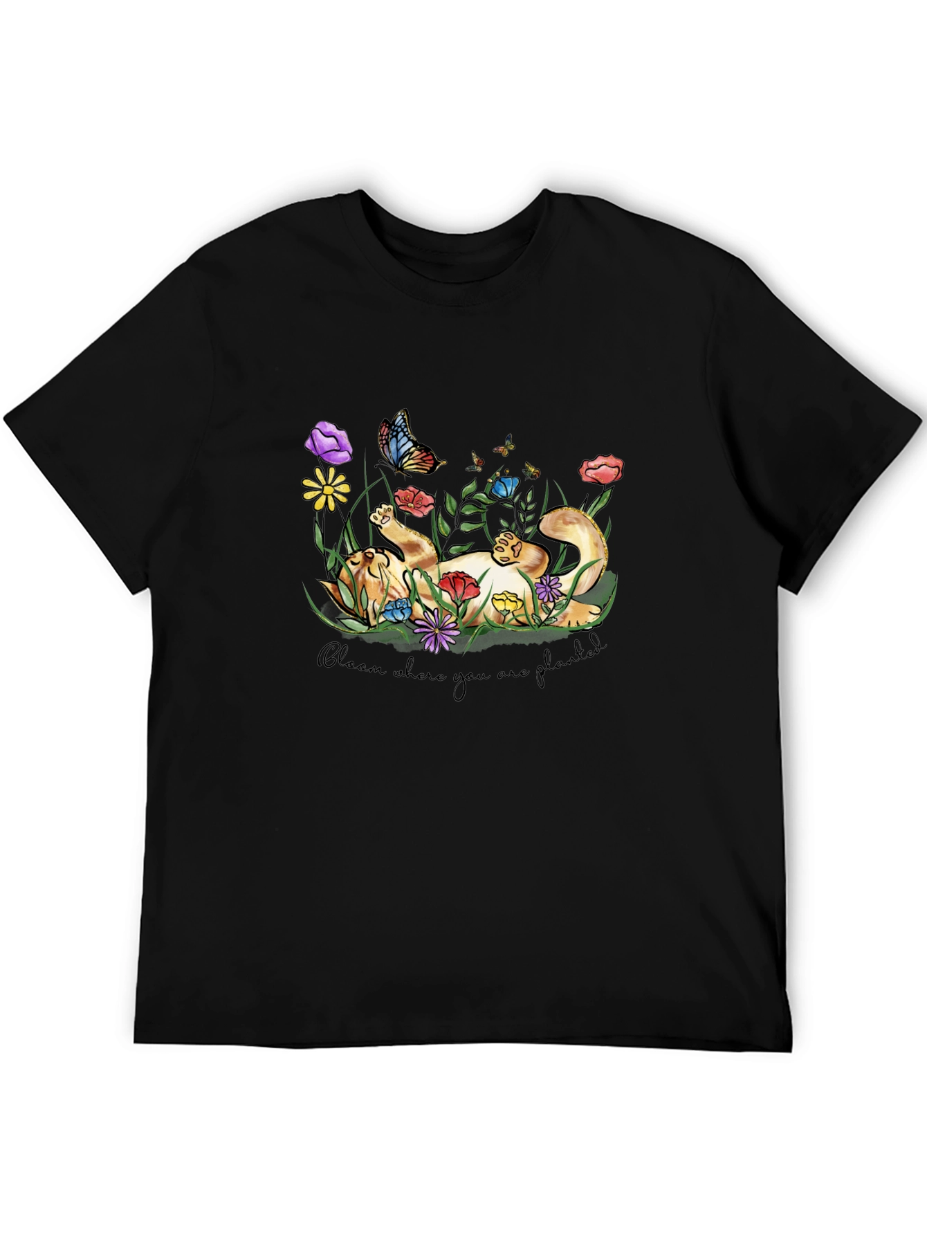 Bloom Where You Are Planted Cat T-Shirt