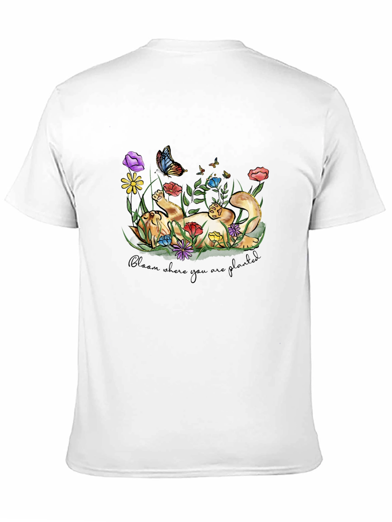 Bloom Where You Are Planted Cat T-Shirt