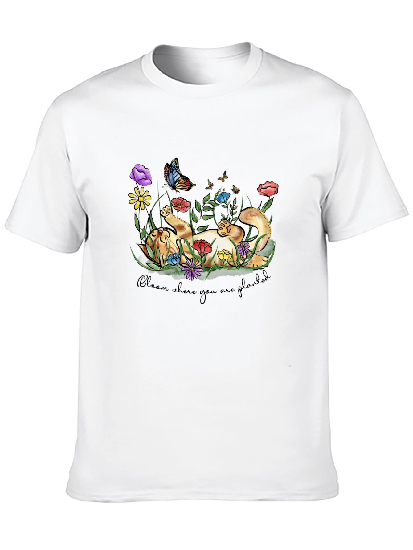 Bloom Where You Are Planted Cat T-Shirt