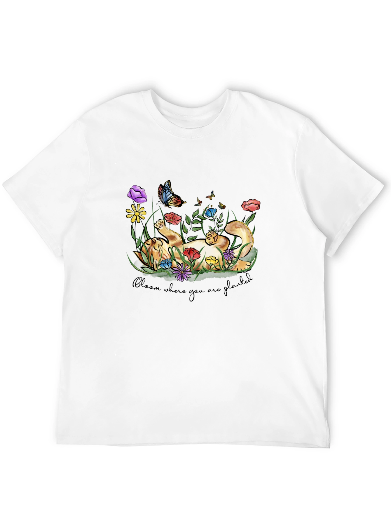 Bloom Where You Are Planted Cat T-Shirt