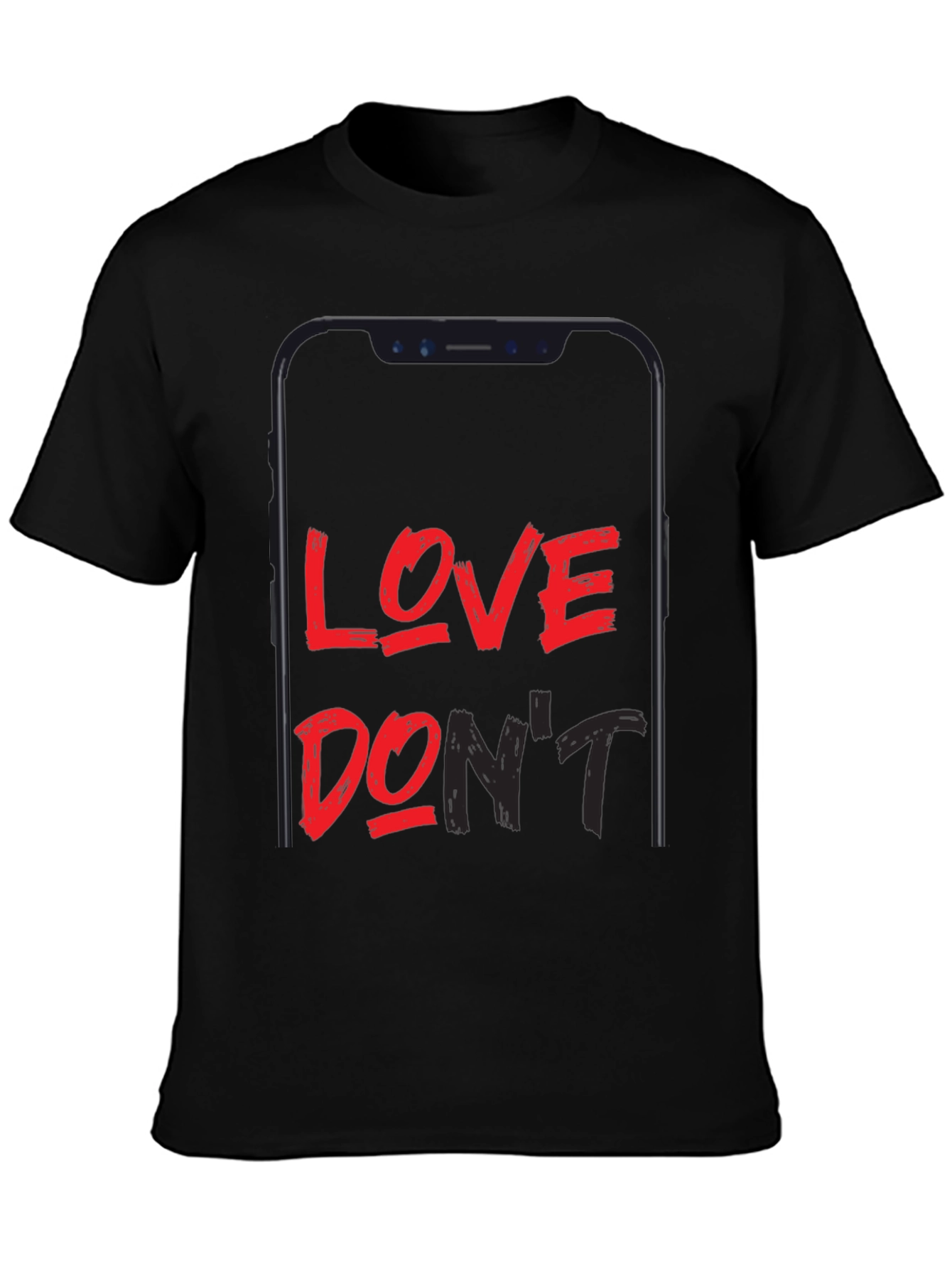 Love Dont Phone Graphic Black T-Shirt