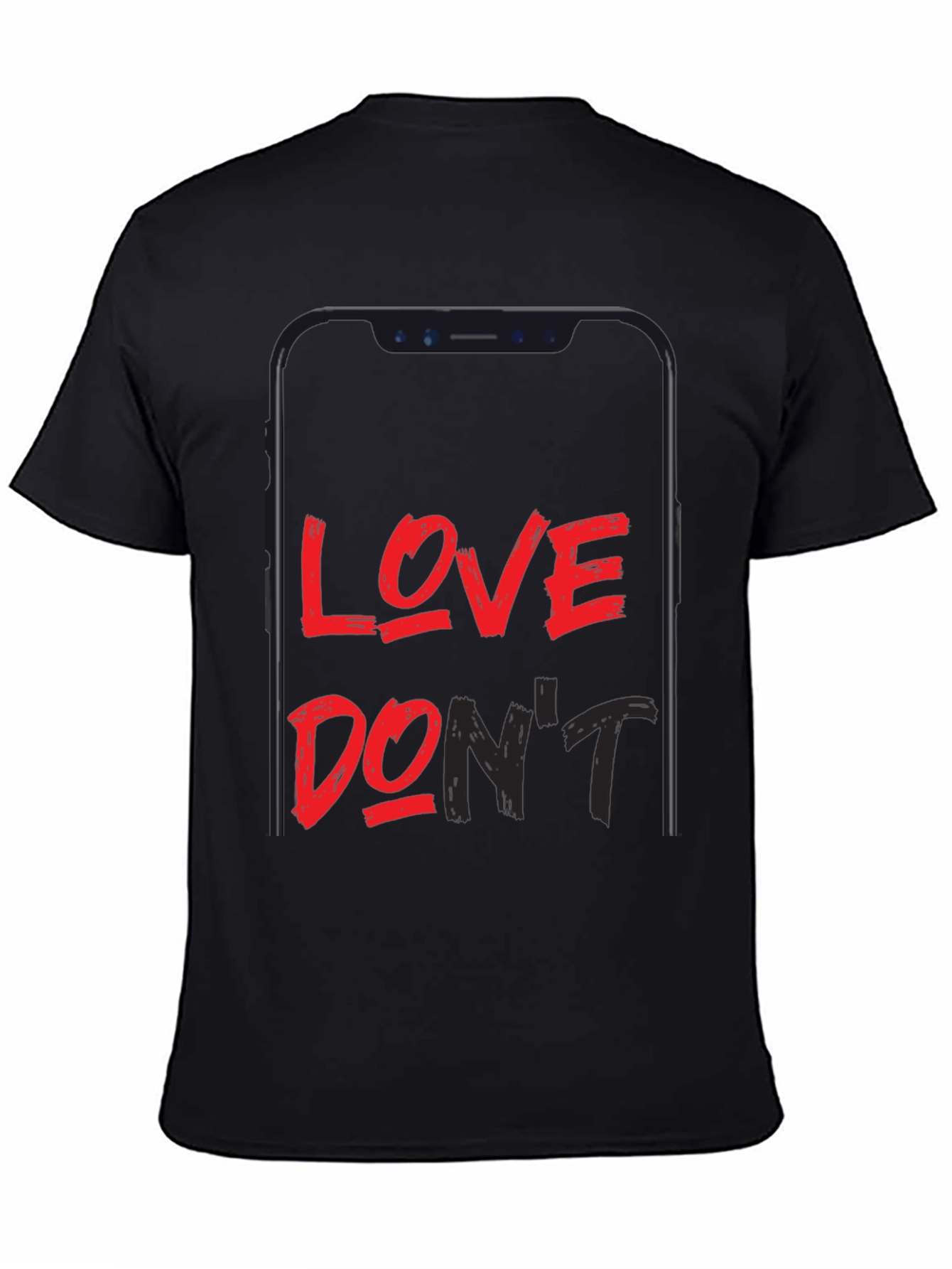 Love Dont Phone Graphic Black T-Shirt