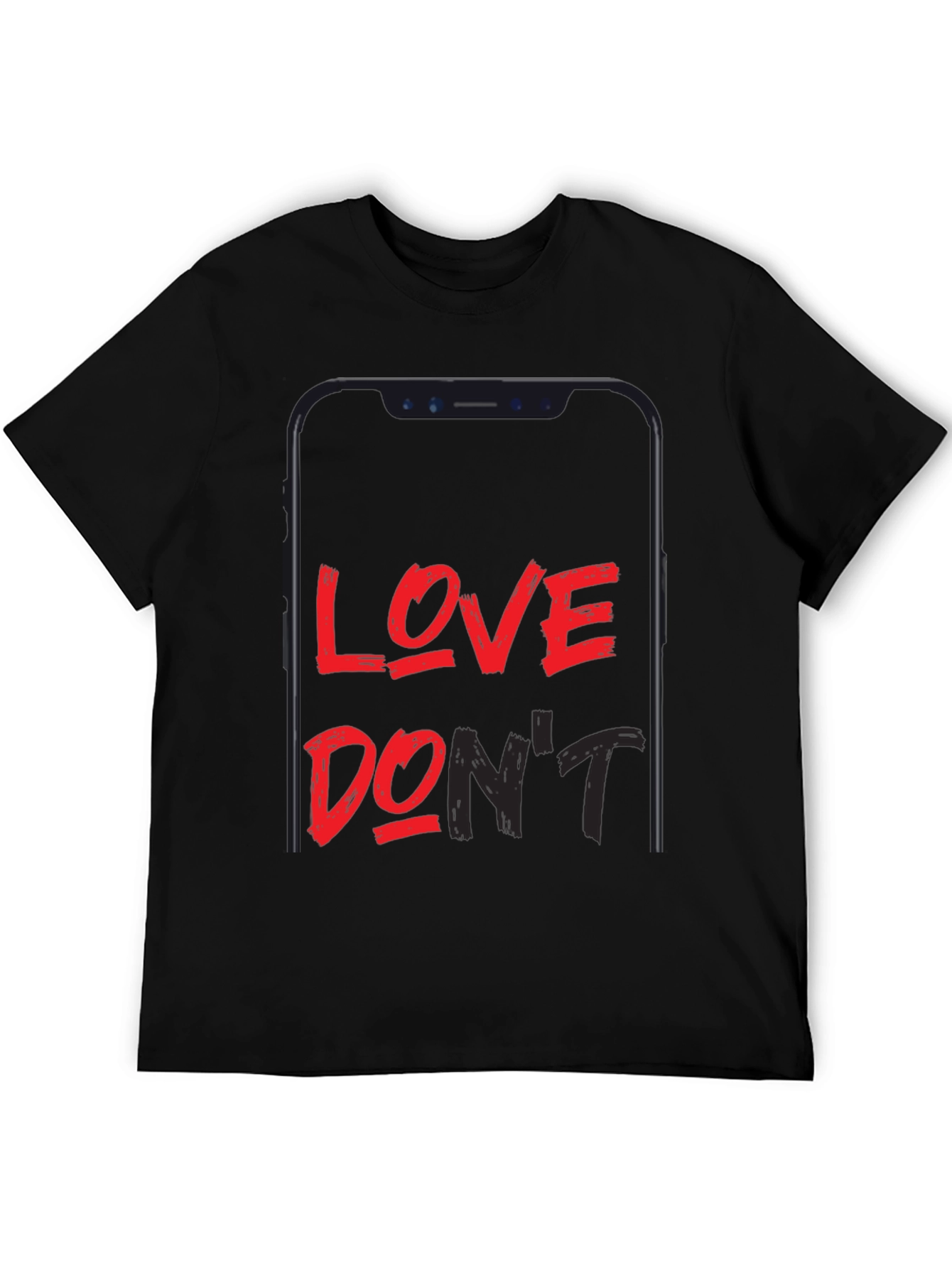 Love Dont Phone Graphic Black T-Shirt