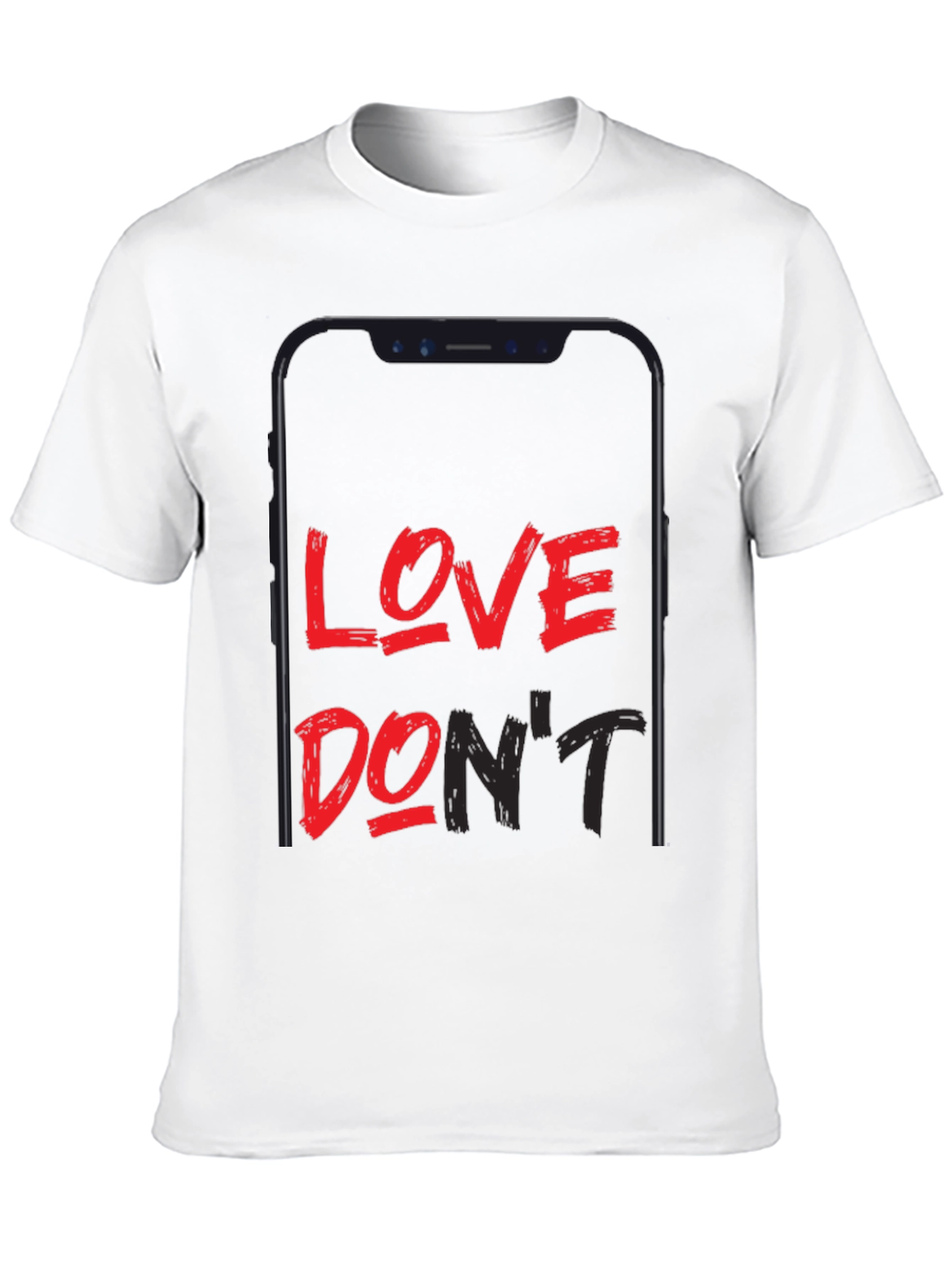 Love Dont Phone Graphic Black T-Shirt