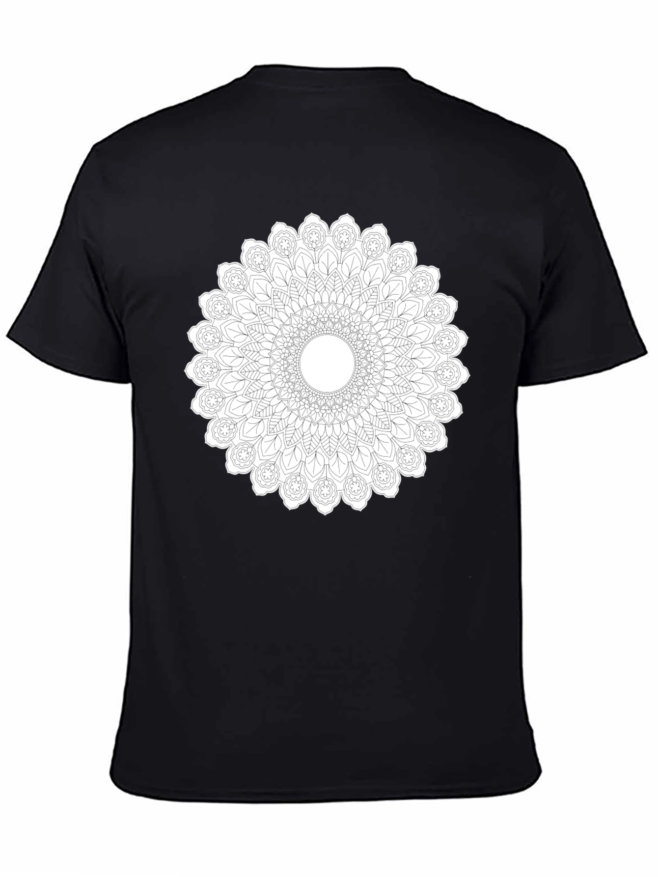 Black Tee with Mandala Art