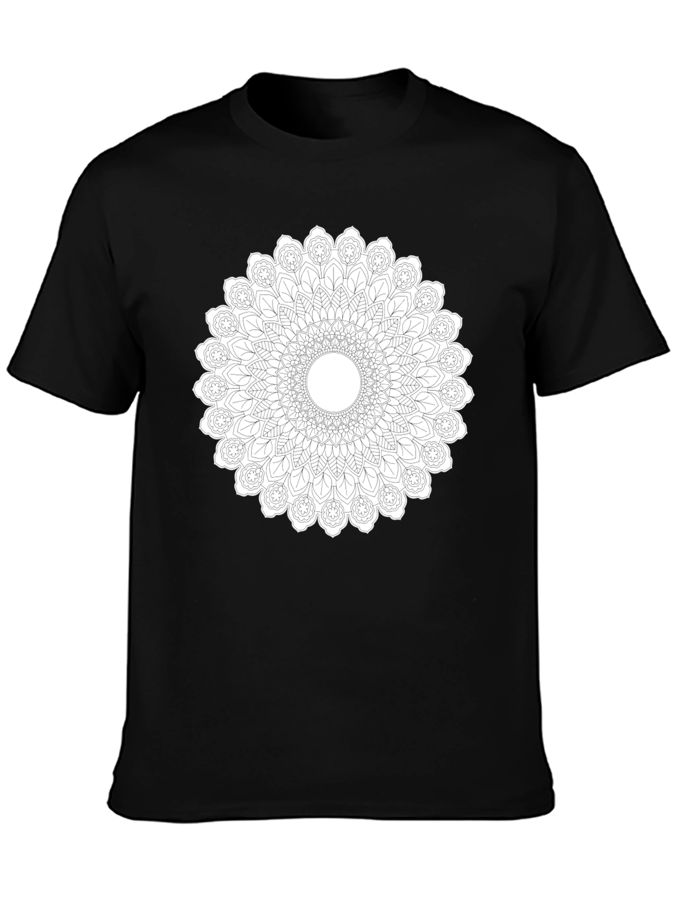 Black Tee with Mandala Art