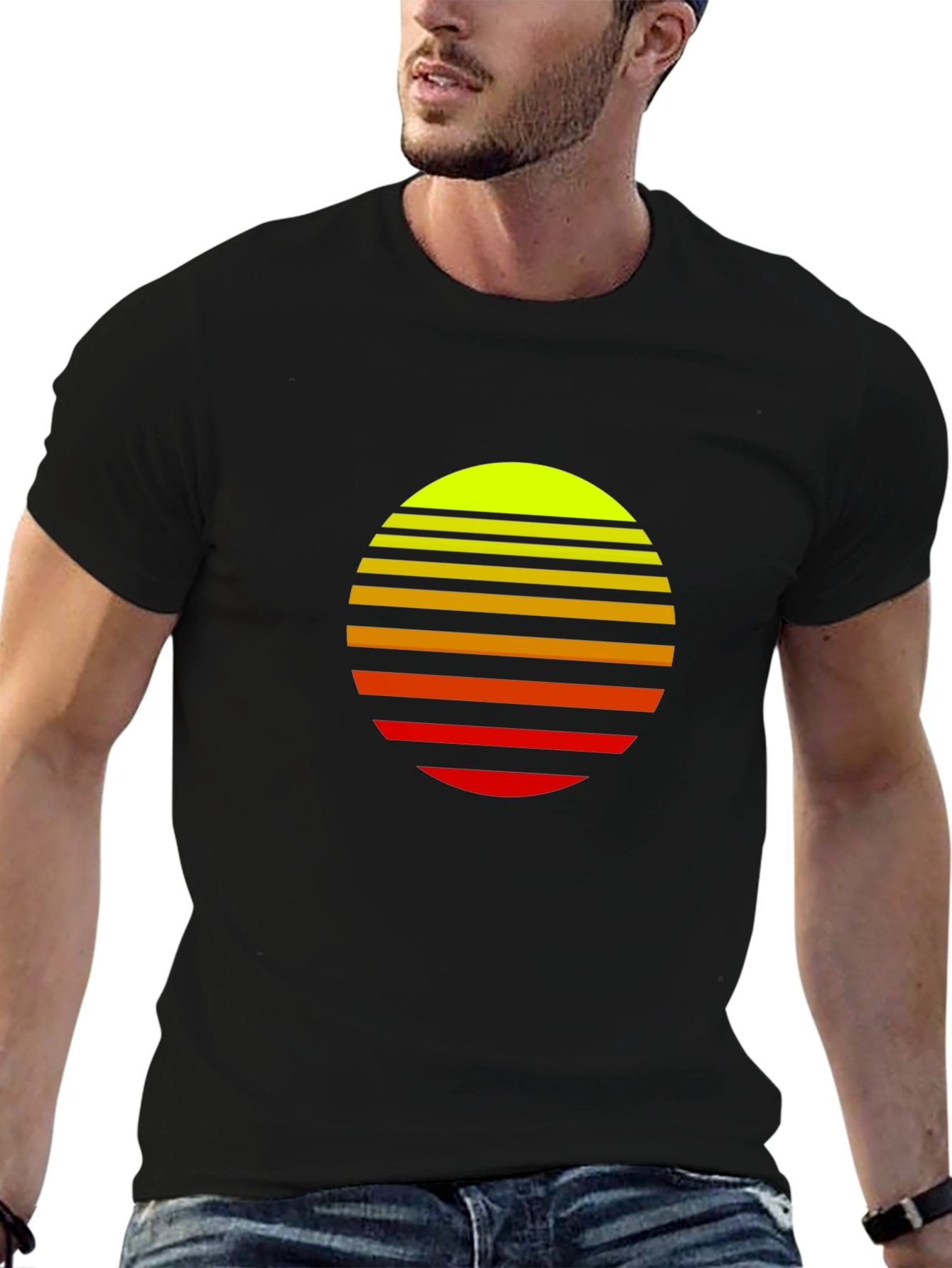 Retro Sunset Graphic Tee - Stylish Black T-Shirt