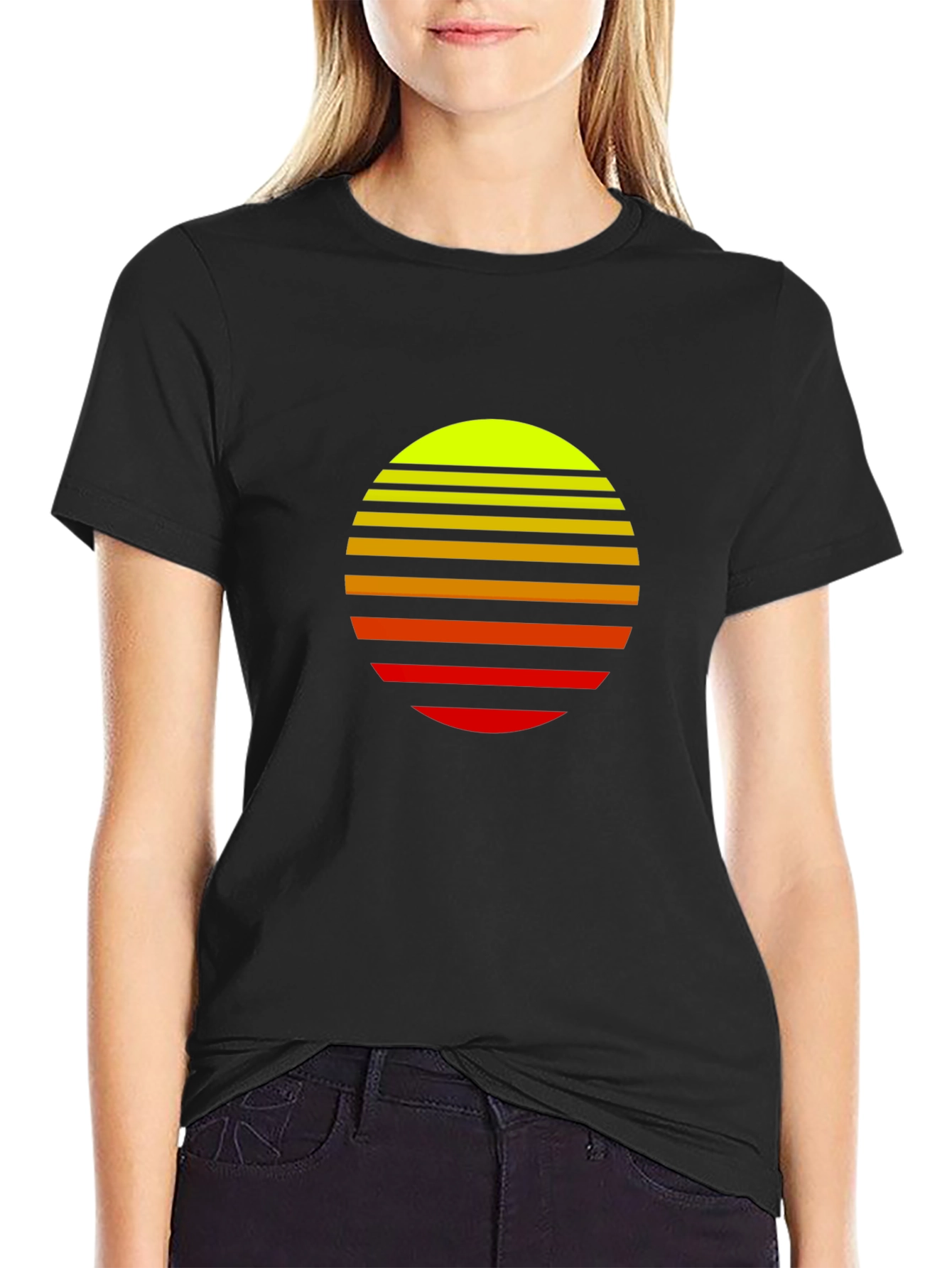 Retro Sunset Graphic Tee - Stylish Black T-Shirt