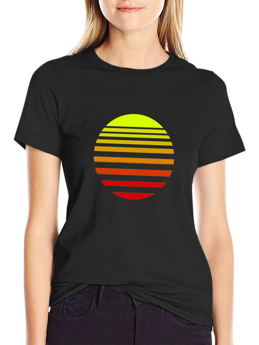 Retro Sunset Graphic Tee - Stylish Black T-Shirt