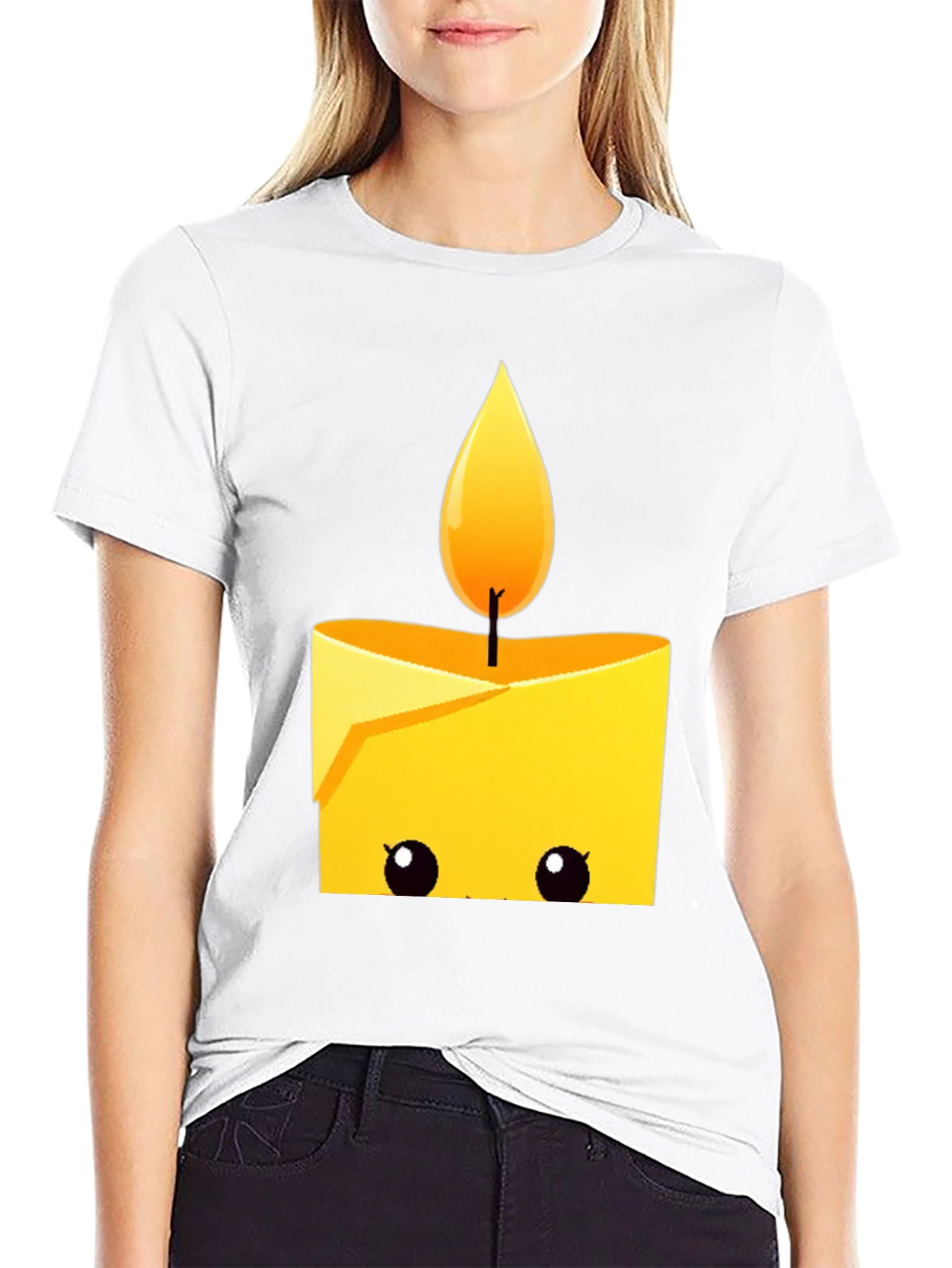 Cute Candle Graphic T-Shirt - Black Cotton Tee
