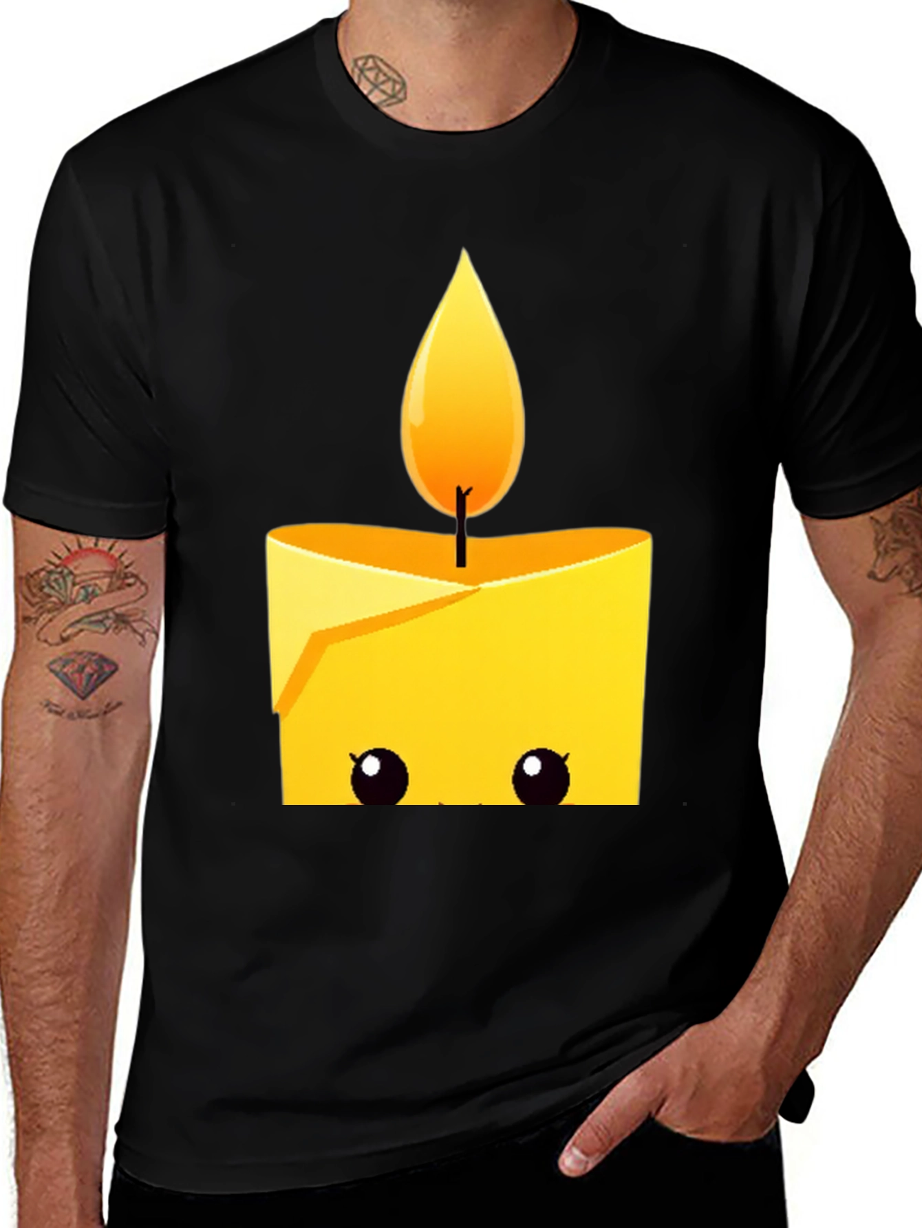 Cute Candle Graphic T-Shirt - Black Cotton Tee