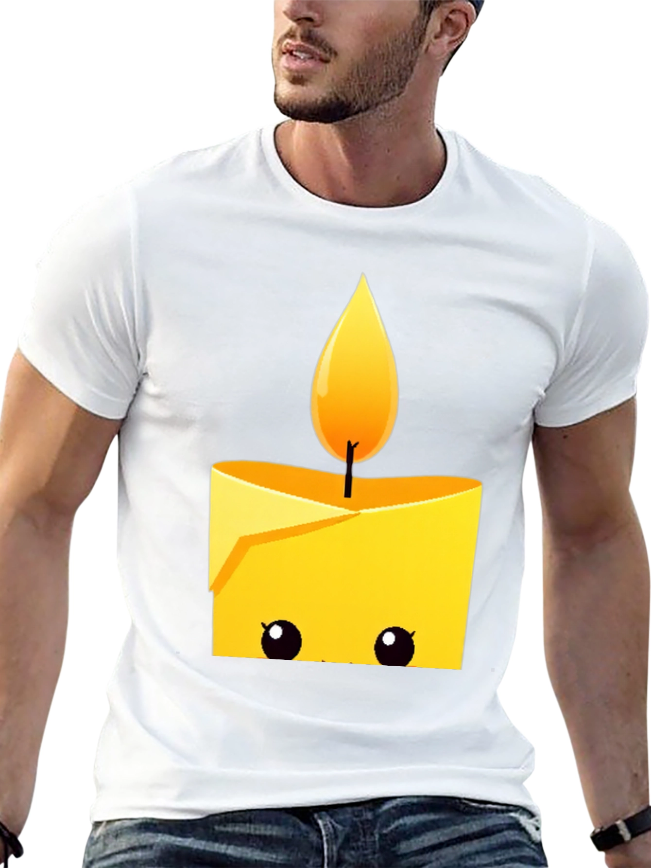 Cute Candle Graphic T-Shirt - Black Cotton Tee