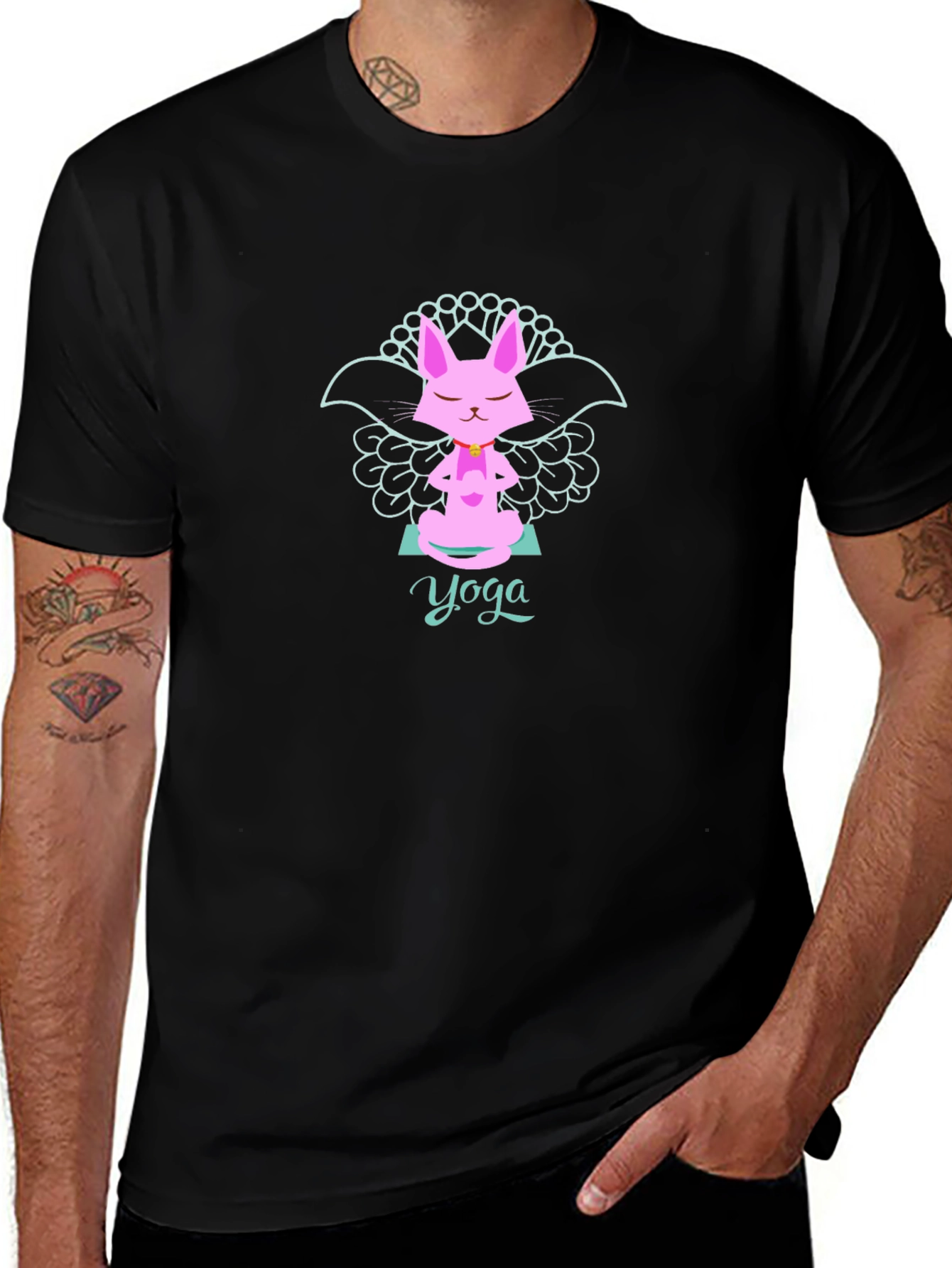 Yoga Bunny Black T-Shirt - Meditating Rabbit Tee