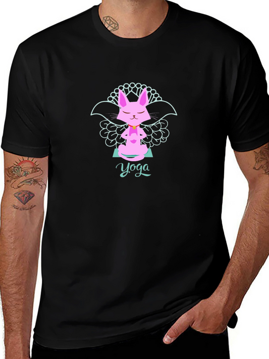 Yoga Bunny Black T-Shirt - Meditating Rabbit Tee
