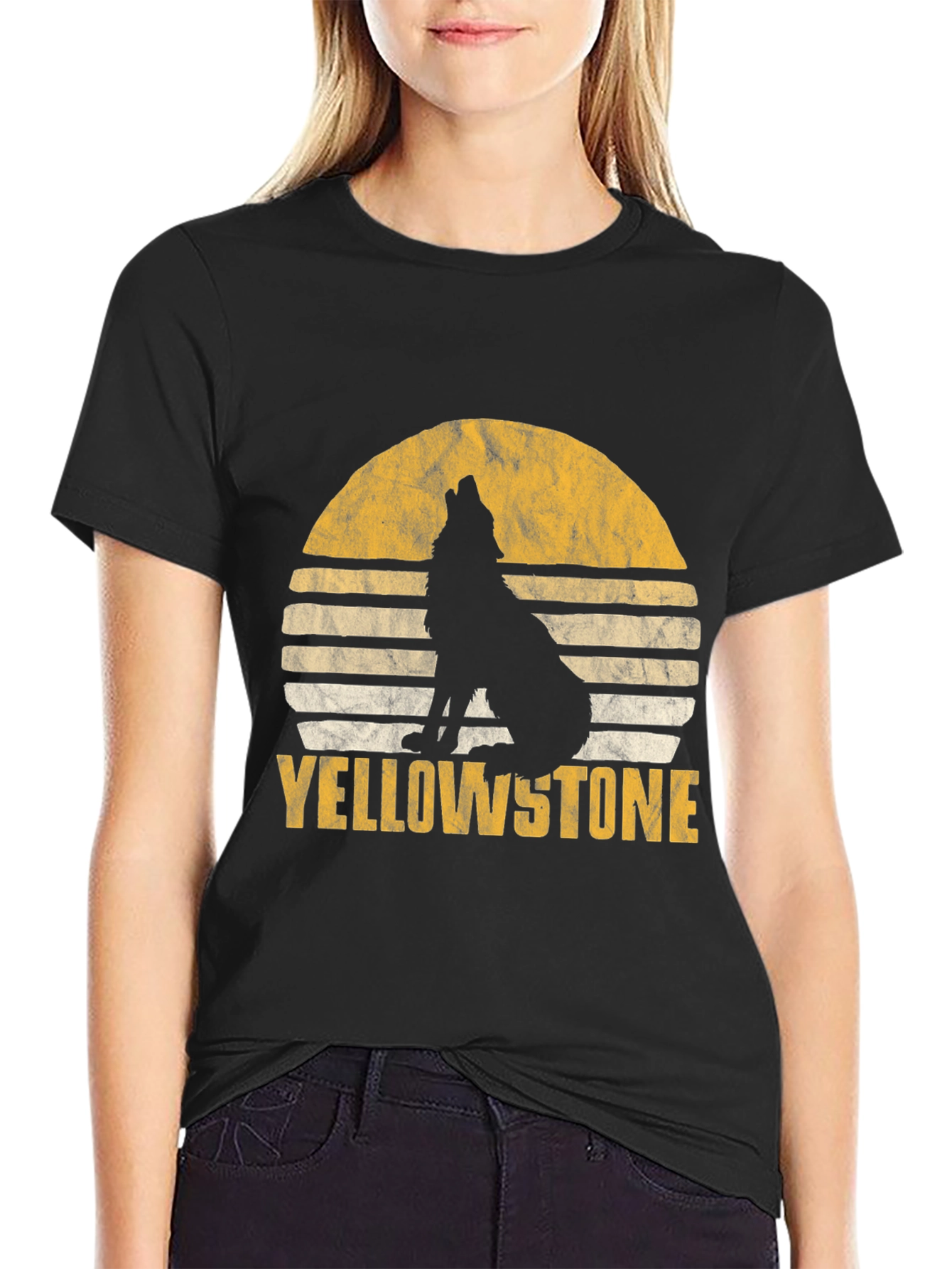 Yellowstone Wolf Sunset Graphic Tee