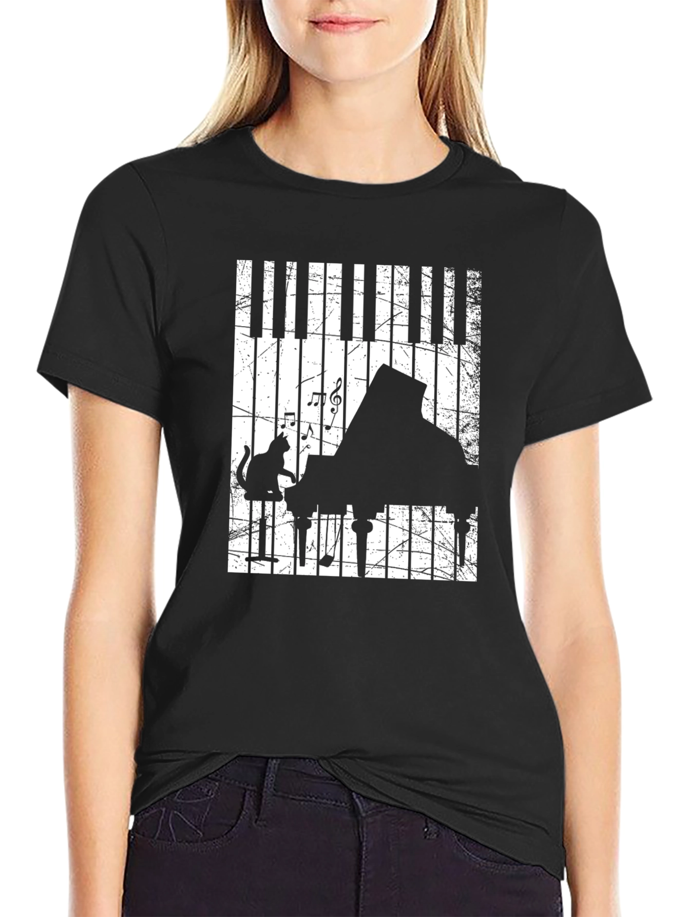Piano Cat Music T-Shirt - Cool Musician Tee