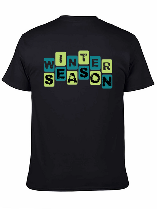Winter Season Graphic Tee - Black Cotton Blend