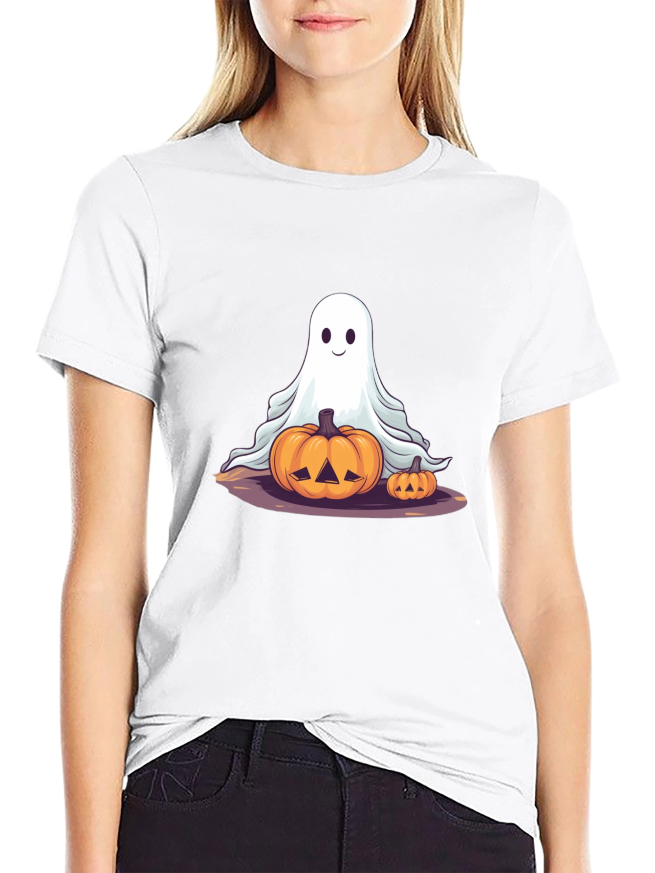 Halloween Ghost & Pumpkin T-Shirt