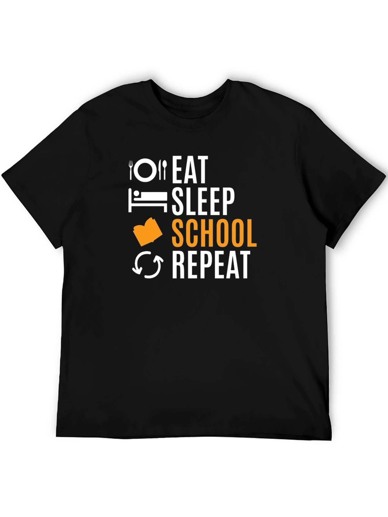 Eat Sleep School Repeat Black T-Shirt