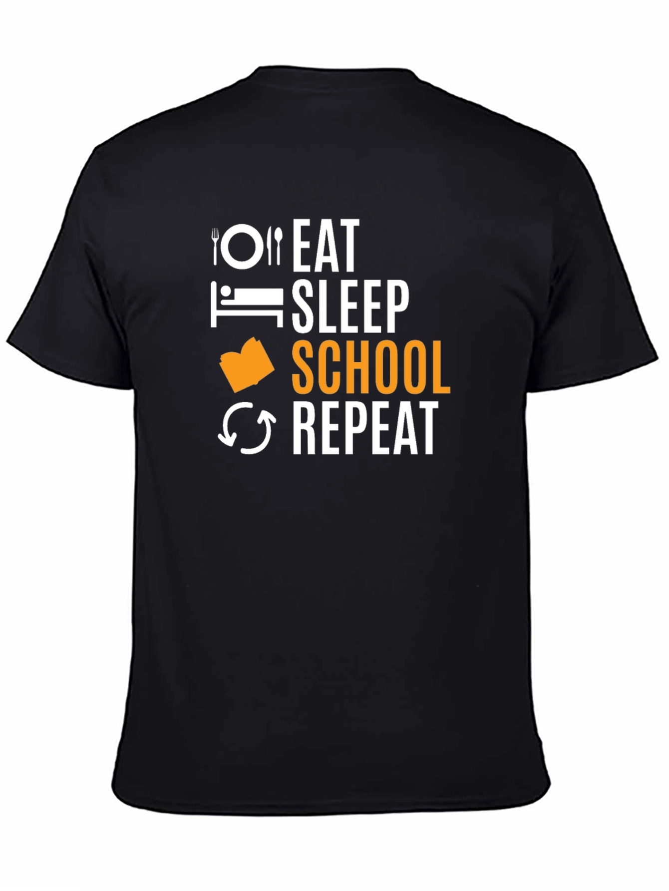 Eat Sleep School Repeat Black T-Shirt