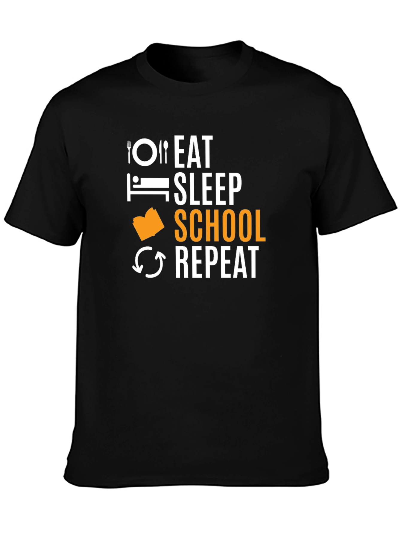 Eat Sleep School Repeat Black T-Shirt