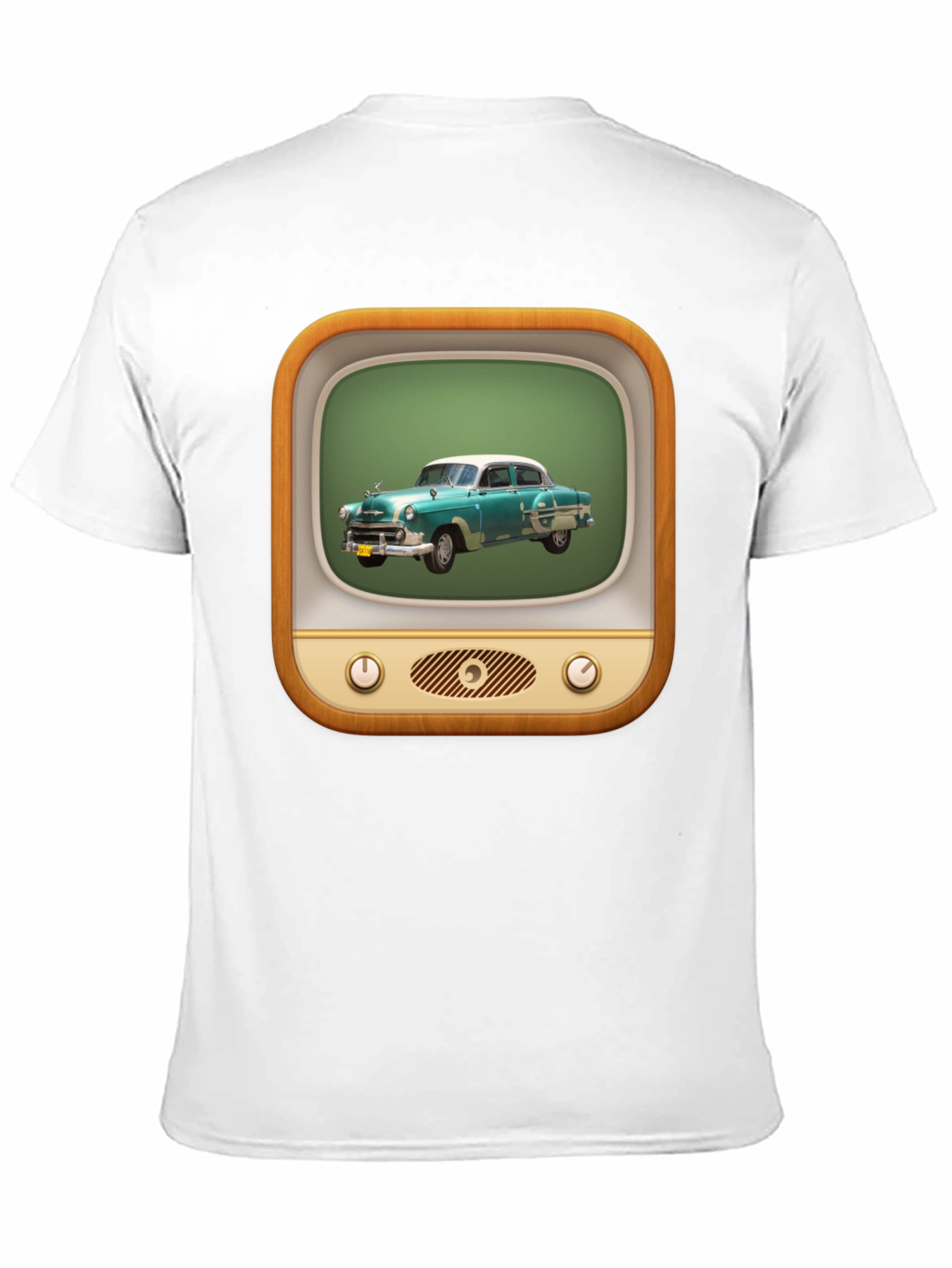 Retro Car TV Graphic Black T-Shirt